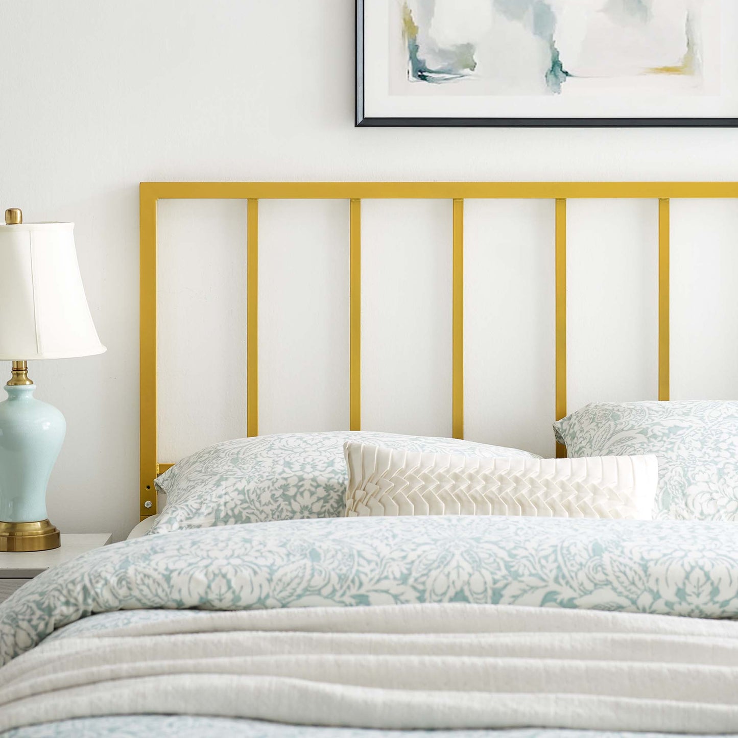 Tatum Metal Headboard by Modway in Black and Gold