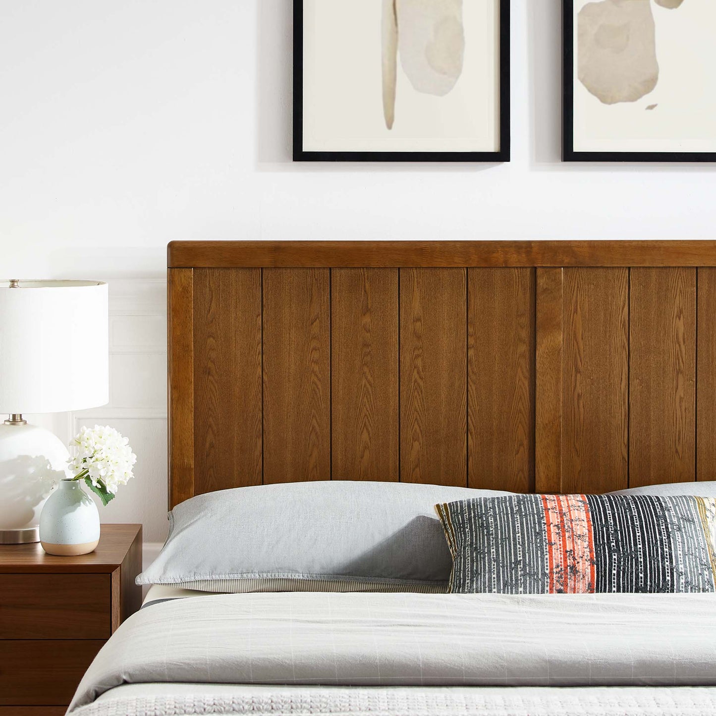 Robbie Wood Twin Headboard by Modway Walnut