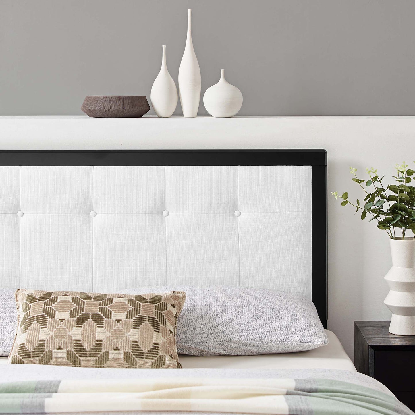 Draper Tufted Fabric and Wood Queen Headboard by Modway MOD-6226-BLK-WHI