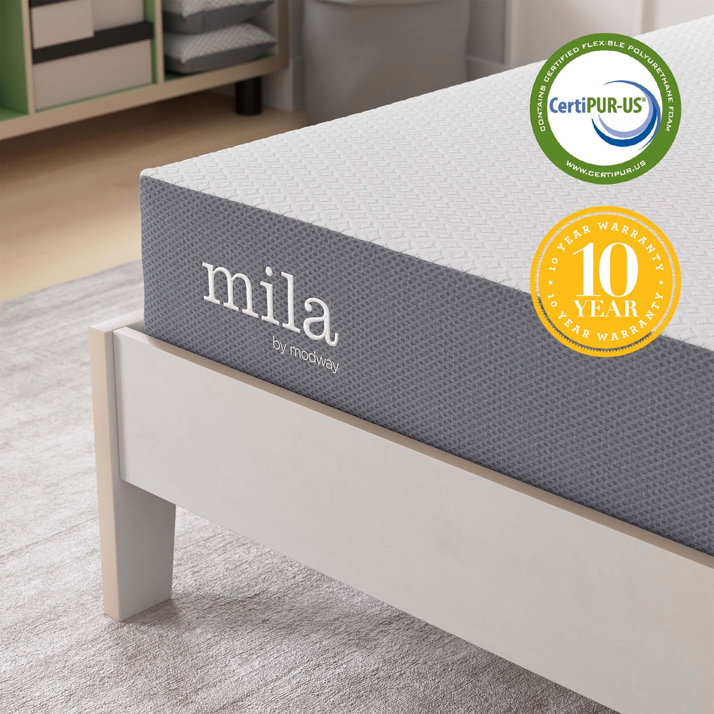 Mila 8" Twin Mattress by Modway MOD-6256-WHI