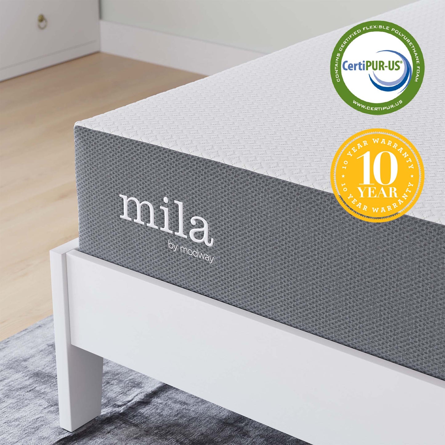 Mila 10" Full Mattress by Modway MOD-6261-WHI