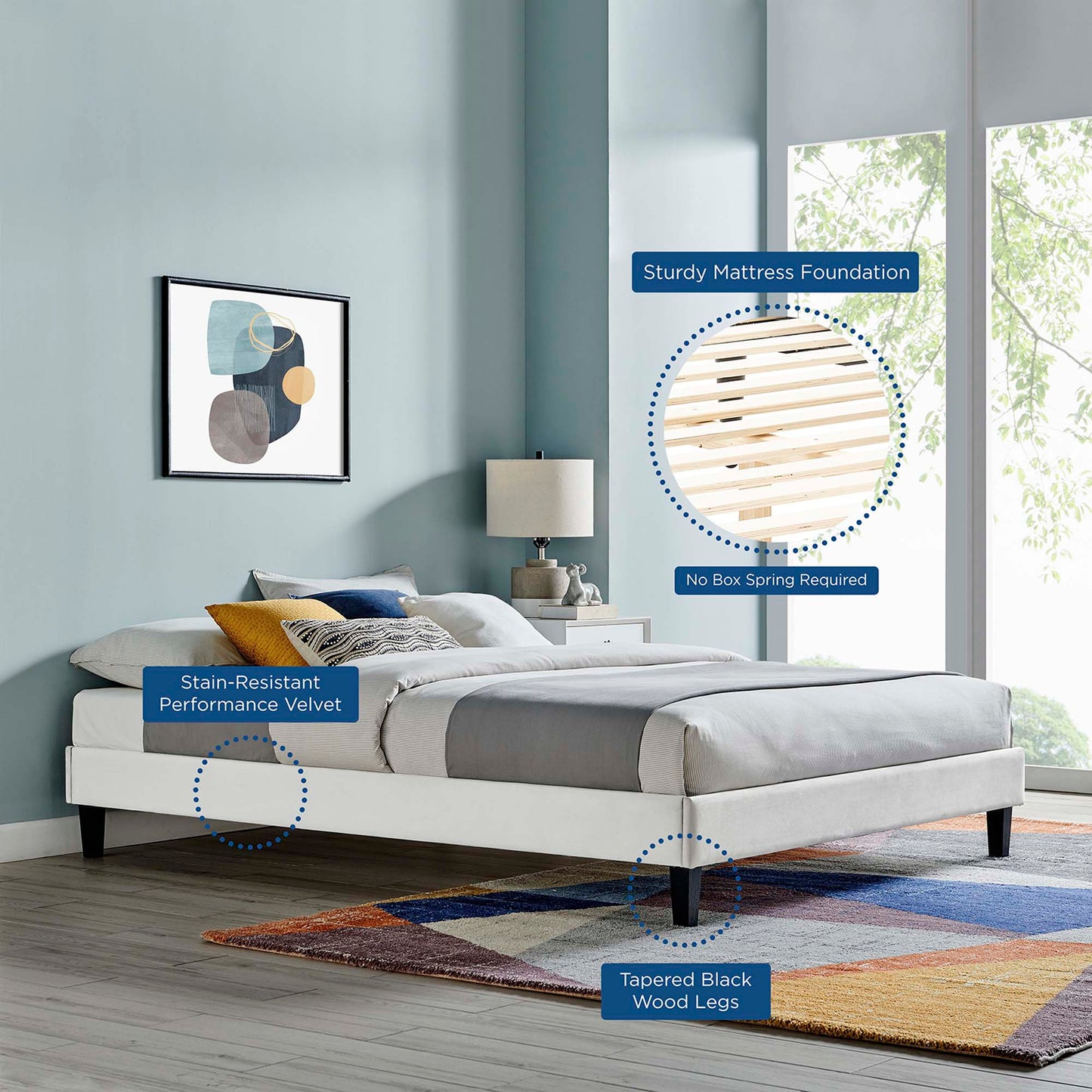 Reign Performance Velvet Full Platform Bed Frame by Modway MOD-6265-LGR