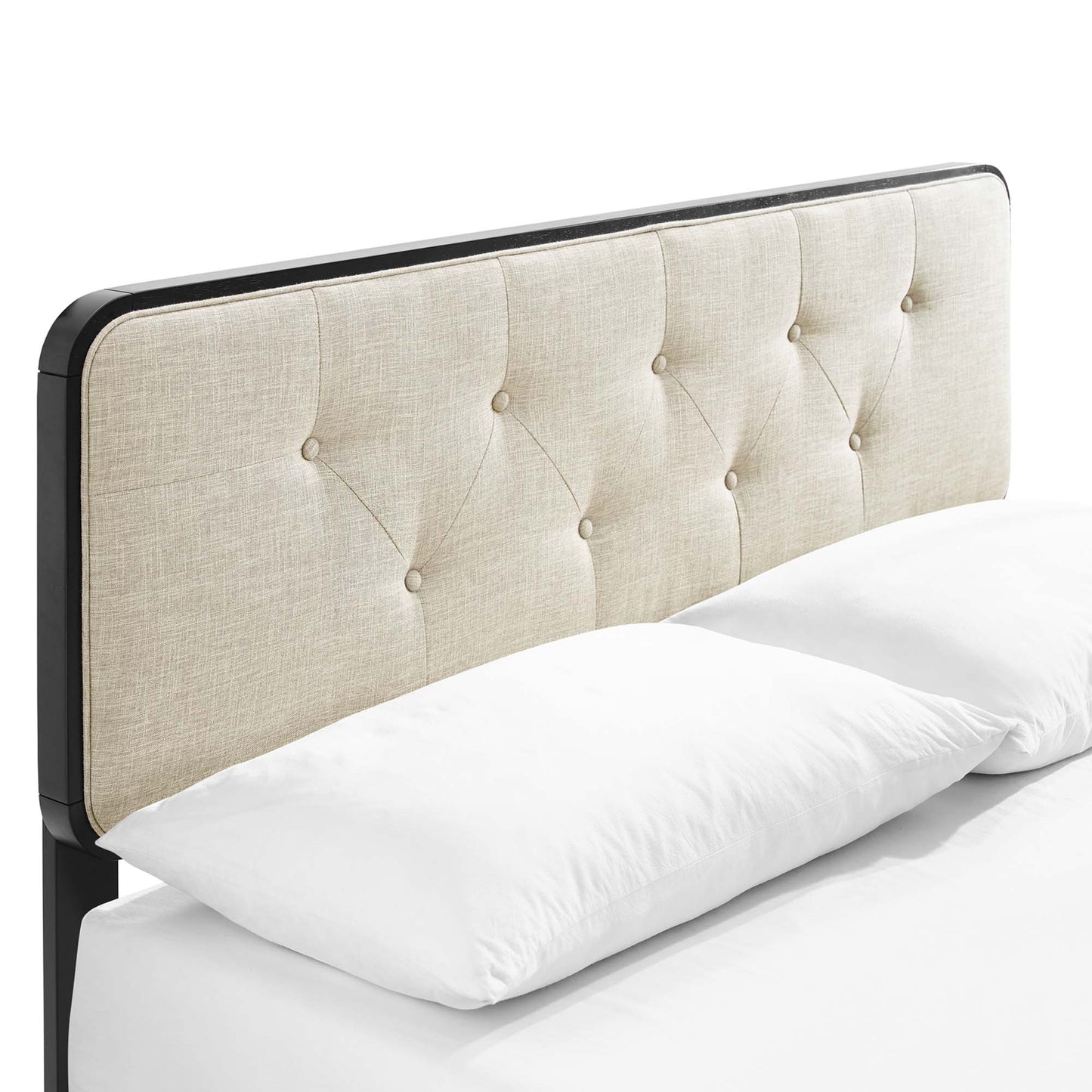 Bridgette Wood Queen Platform Bed With Splayed Legs by Modway MOD-6388-BLK-BEI