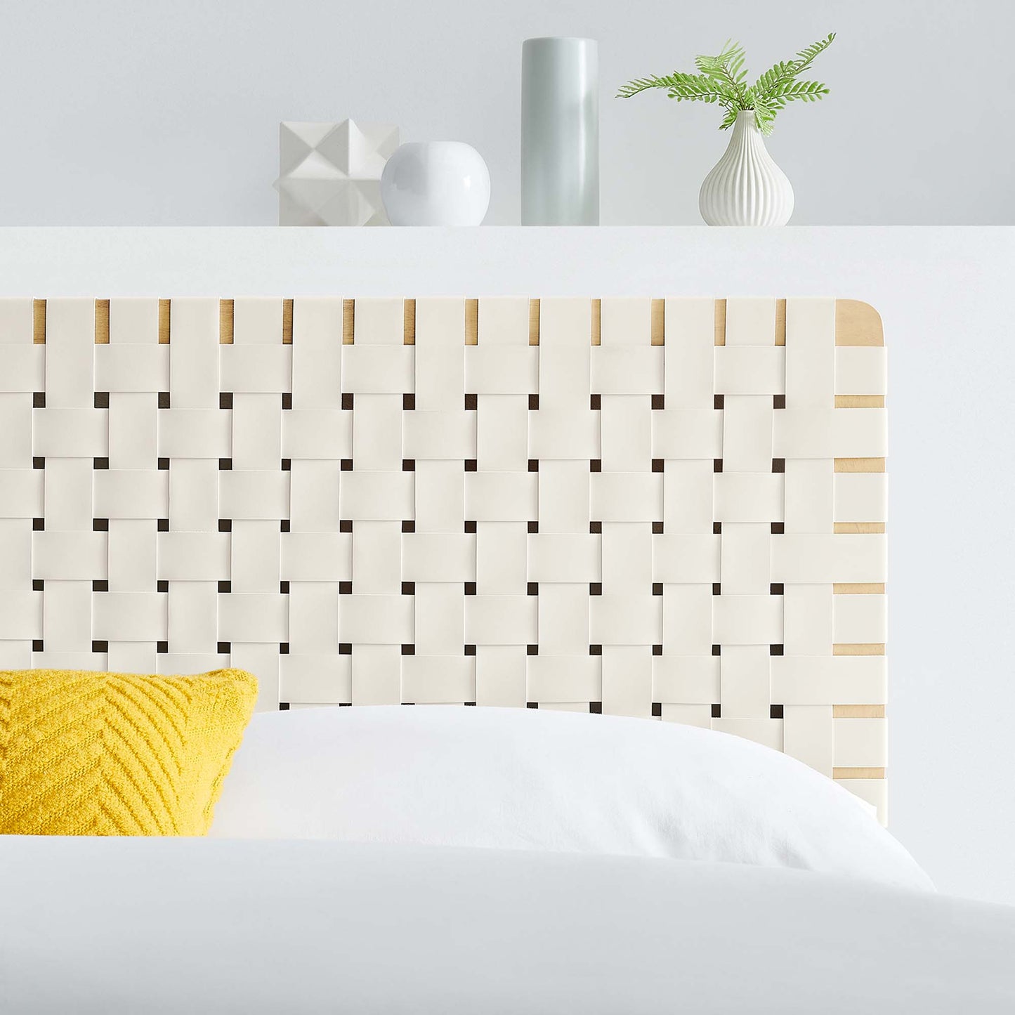 Sparta Weave Vegan Leather Full Headboard by Modway Natural Beige