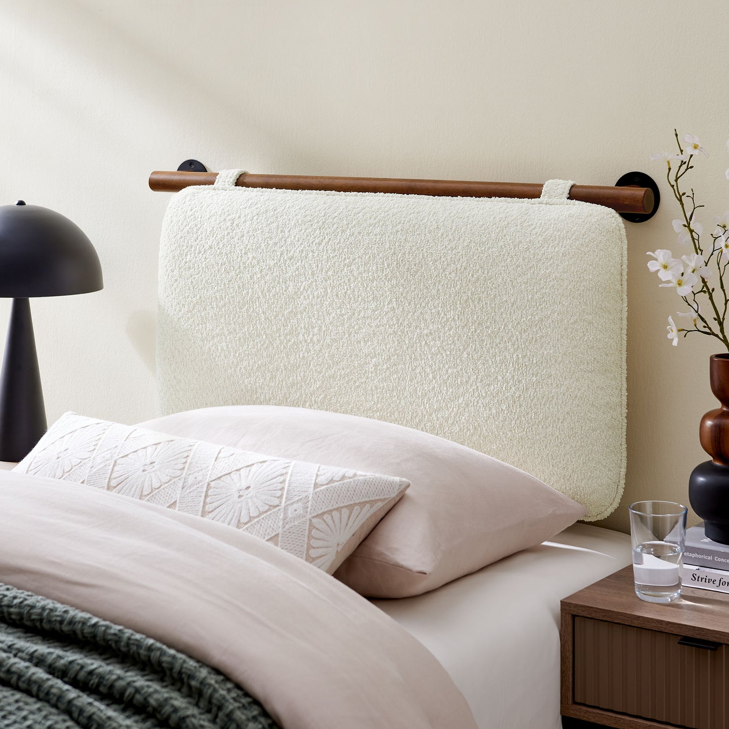 Anela Wall-Mounted Chenille Upholstered Twin Headboard by Modway MOD-7205-CRE-WAL