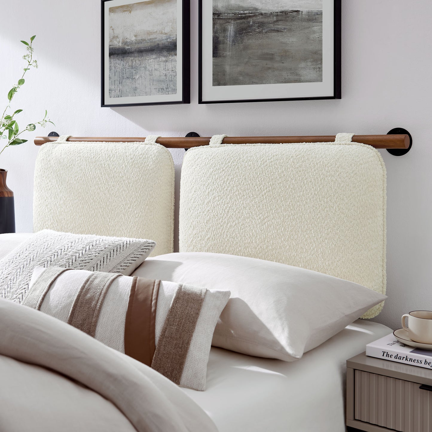 Anela Wall-Mounted Chenille Upholstered Queen Headboard by Modway MOD-7212-CRE-WAL