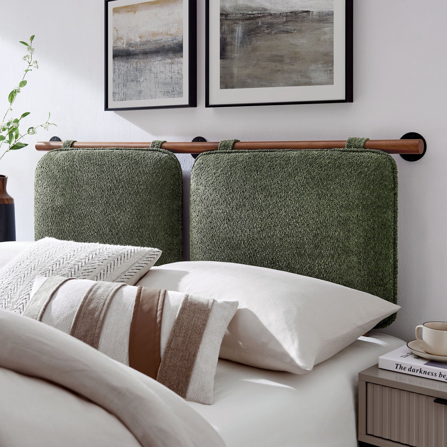 Anela Wall-Mounted Chenille Upholstered Queen Headboard by Modway MOD-7212-SGE-WAL