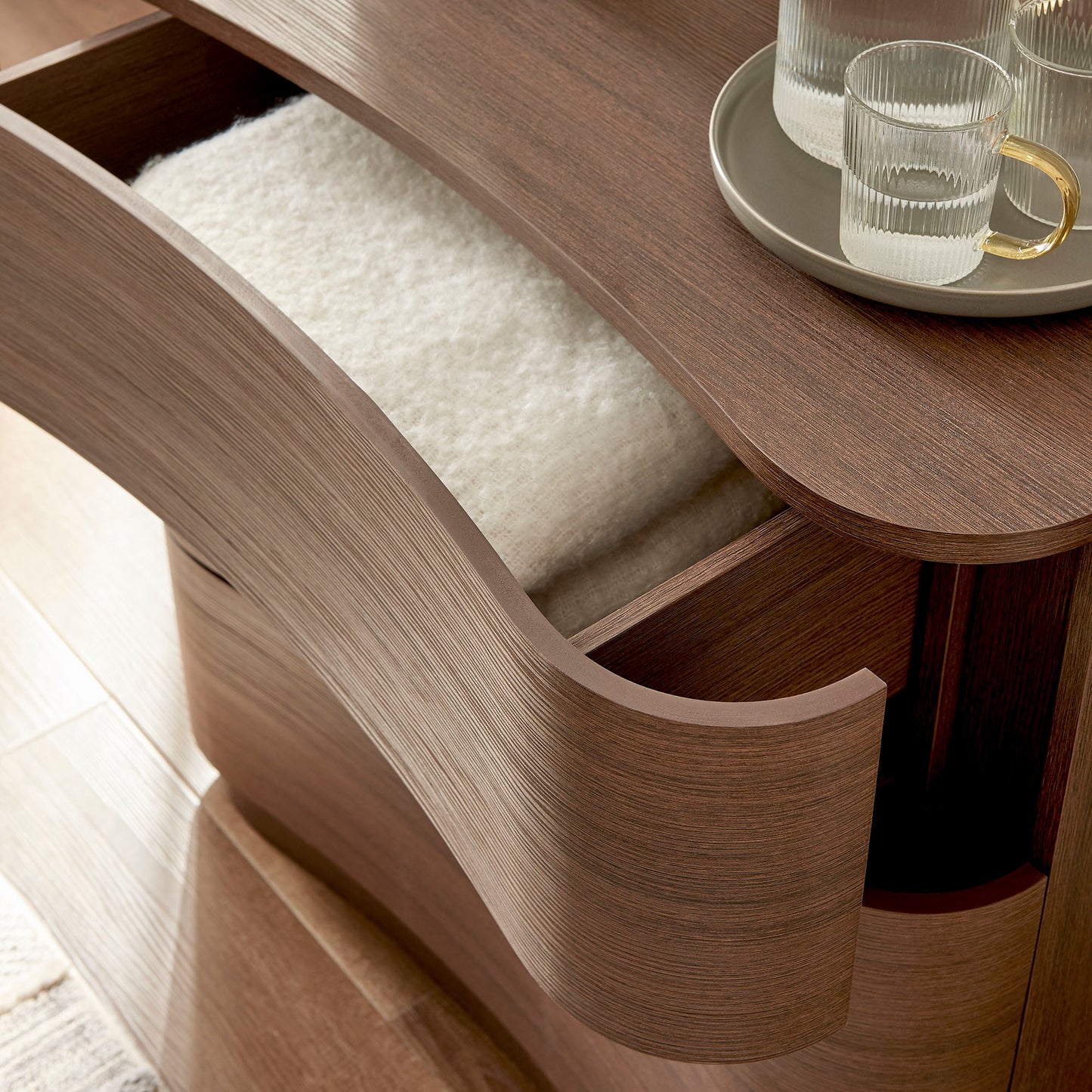 Mirae 3-Drawer Curved Compact Dresser by Modway, Compact Bedroom Storage Solution