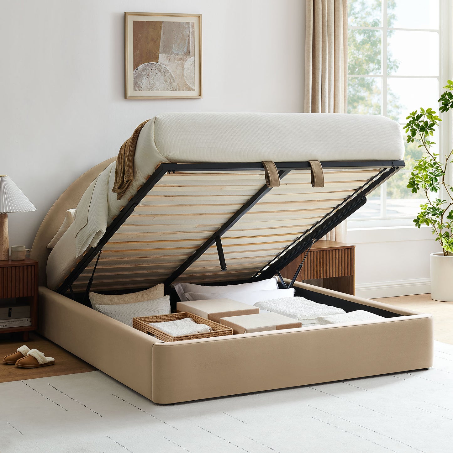 Resort Full Arched Performance Velvet Storage Platform Bed Frame by Modway
