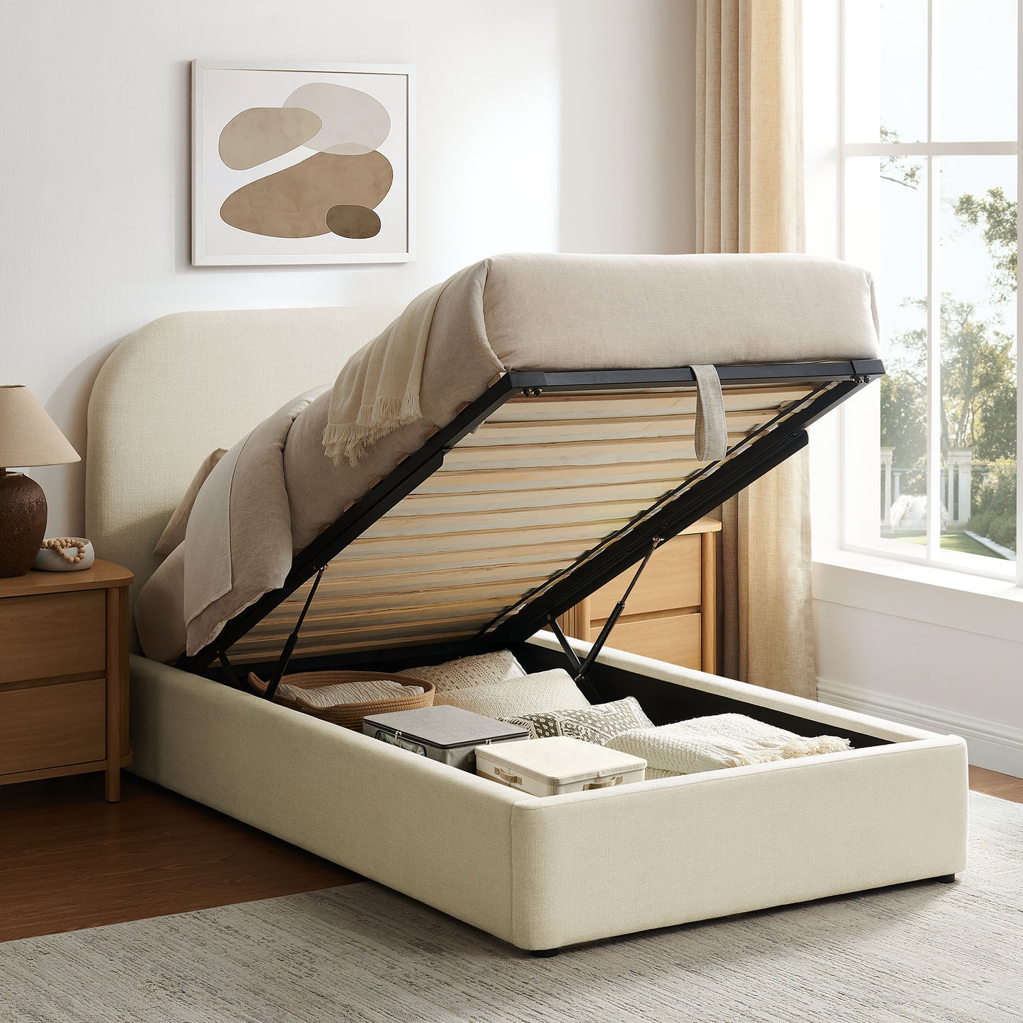 Keynote Twin Fabric Upholstered Storage Platform Bed Frame by Modway