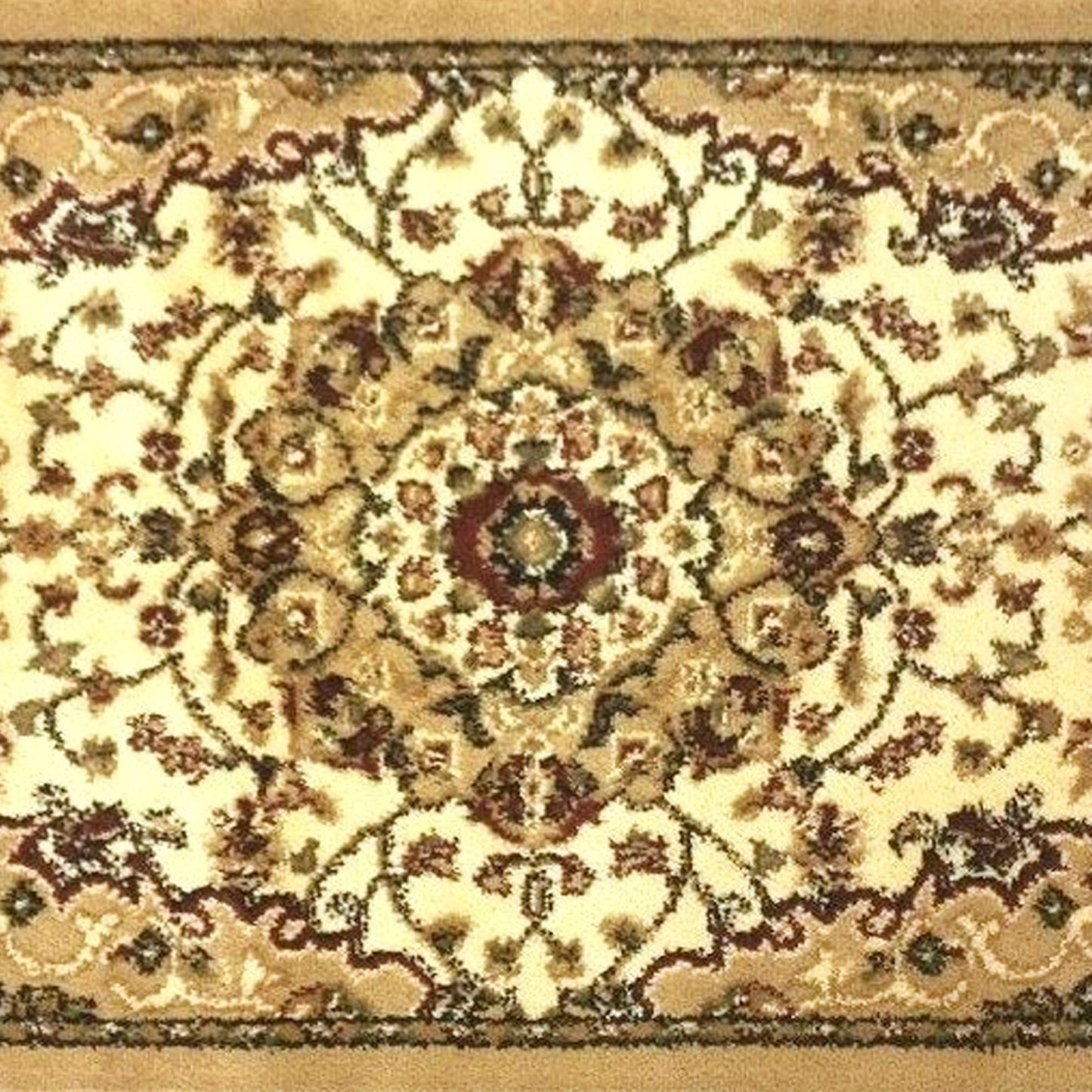 Mersin Collection Persian Style 2x3 Ivory Area Rug-Olefin Rug with Jute Backing-Hallway, Entryway, Bedroom, Living Room Ivory