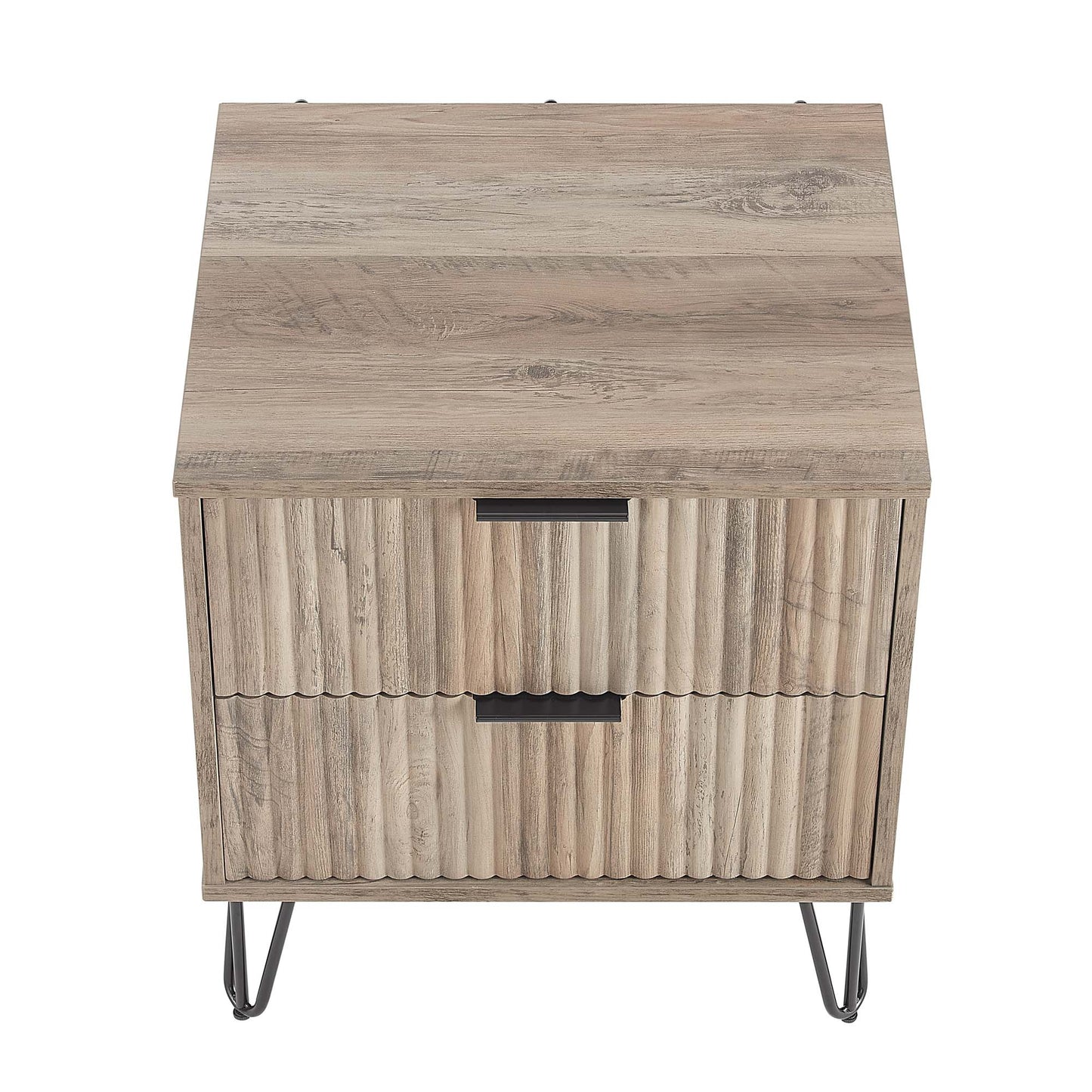 Dumbo Modern 20" Fluted Nightstand in Rustic Gray (2-Drawer) NS002-GY