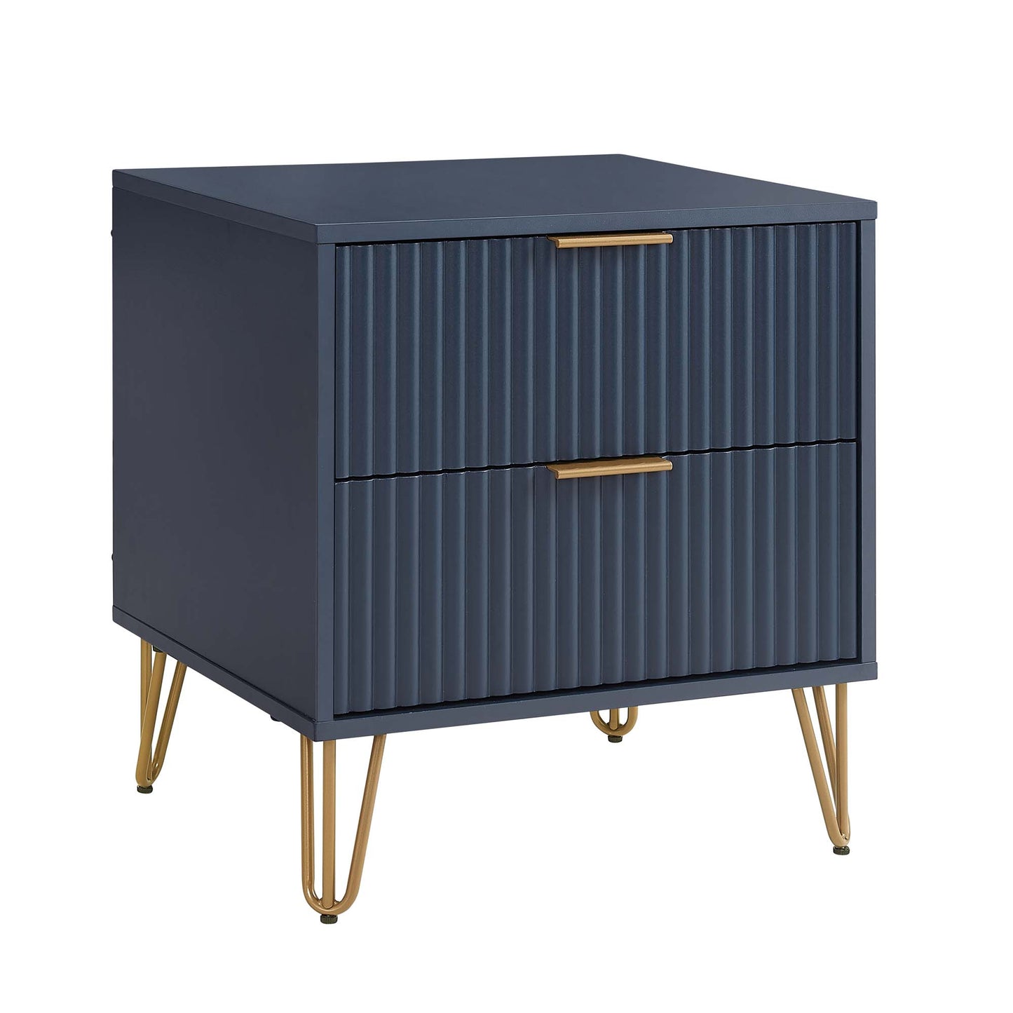 Dumbo Modern 20" Fluted Nightstand in Midnight Blue (2-Drawer) NS002-MB