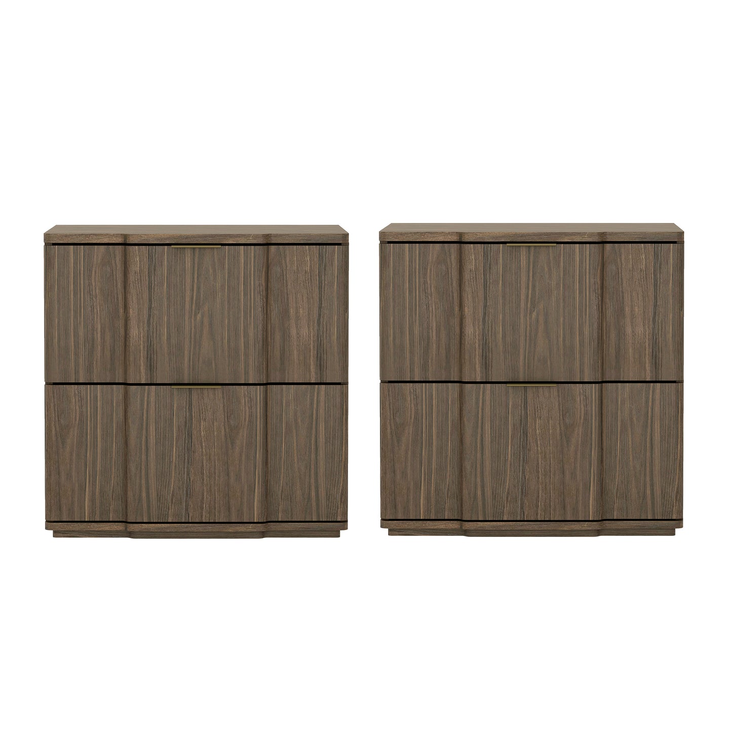 Clive Mid-Century Modern 22" Nightstand in Walnut and Gold (2-Drawer) NS1560-3