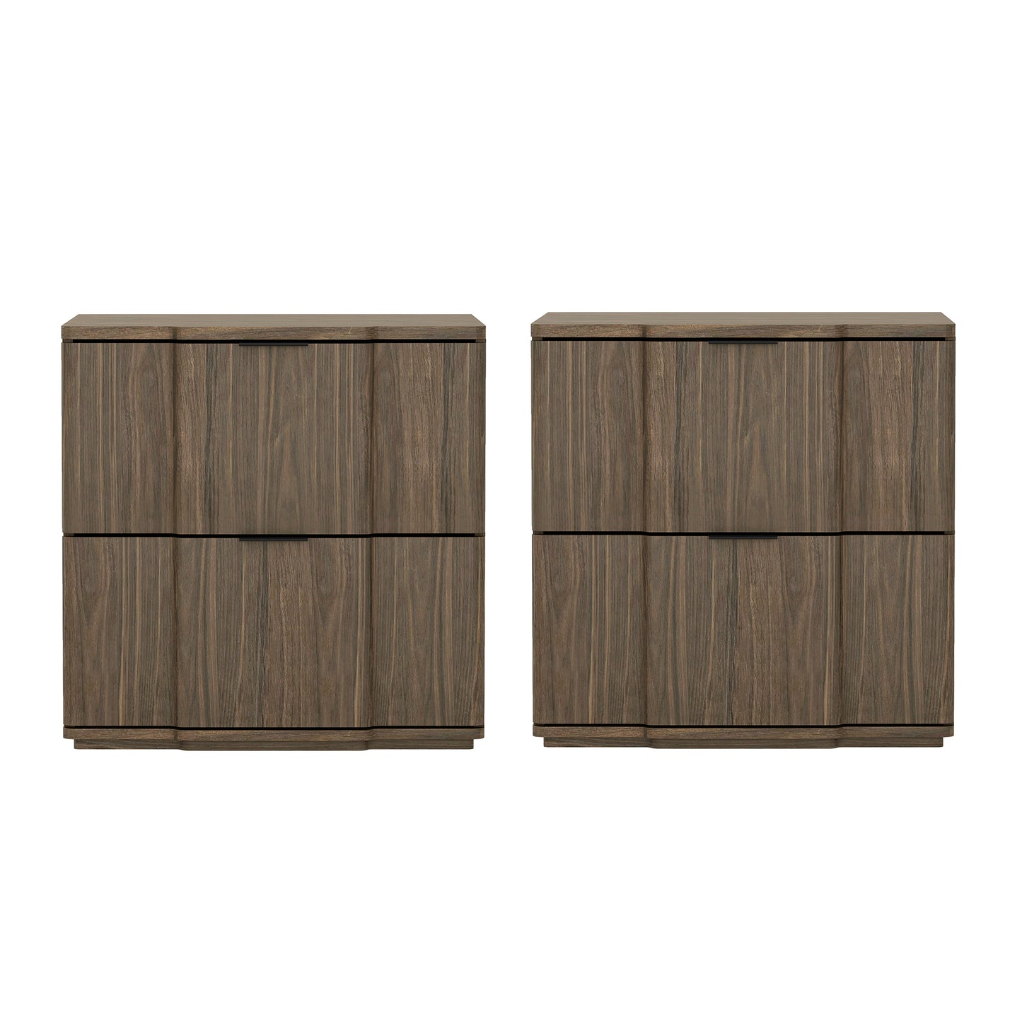 Clive Mid-Century Modern 22" Nightstand in Walnut and Black (2-Drawer) NS1560-6