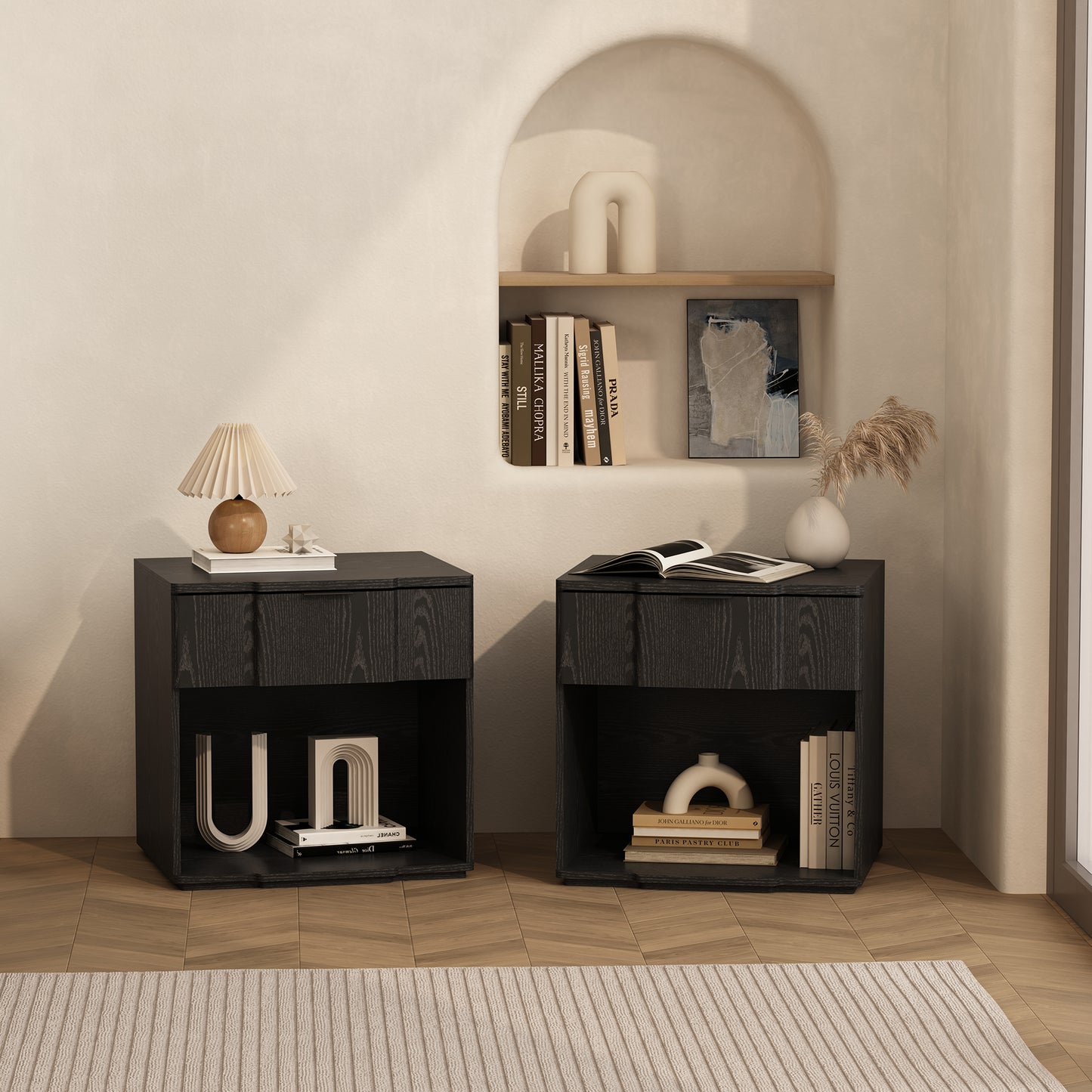 Clive Mid-Century Modern 22" Nightstand in Black (1-Drawer) NS1561-5