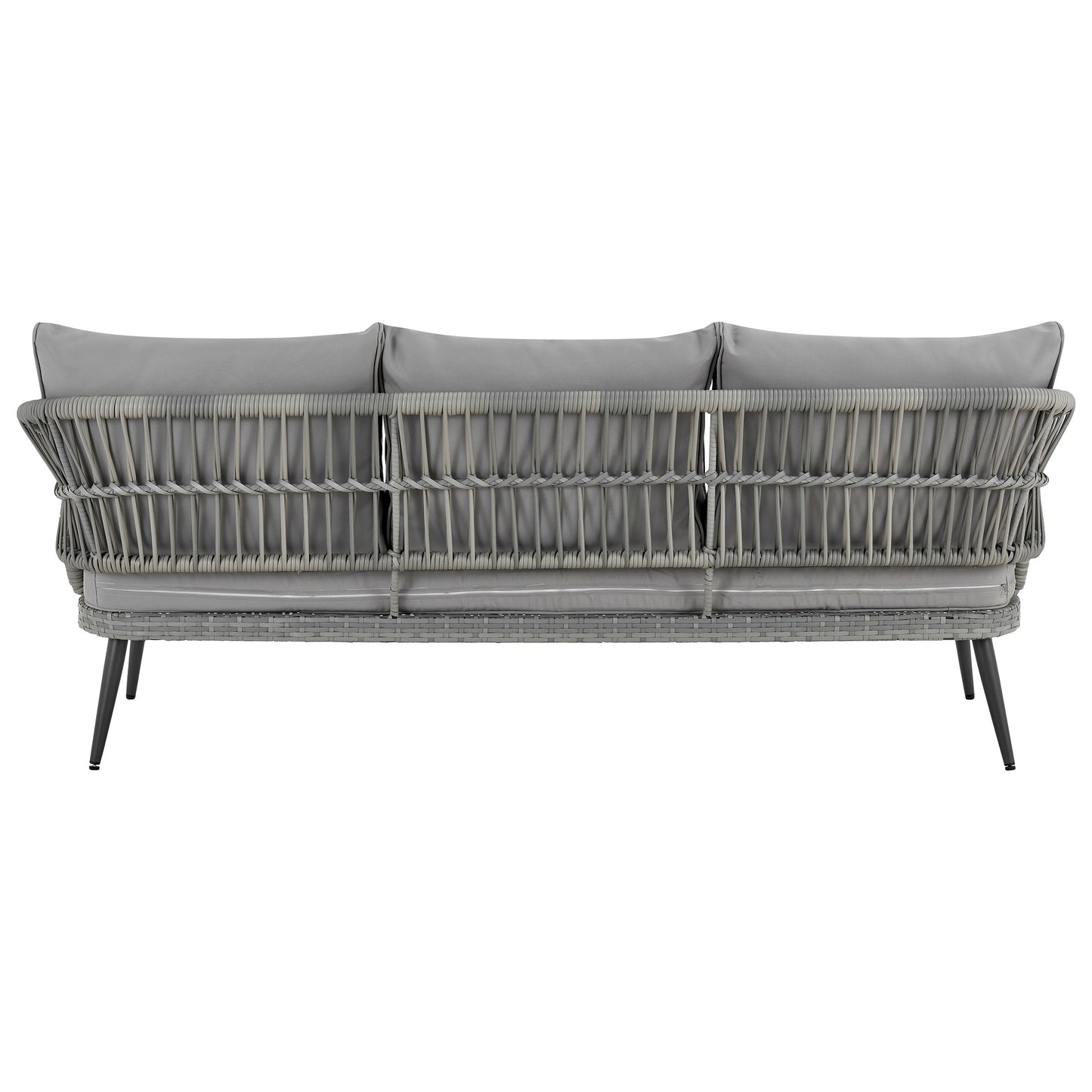 Manhattan Comfort Riviera Rope Wicker 4-Piece 5 Seater Patio Conversation Set with Cushions in Cream OD-CV015-GY