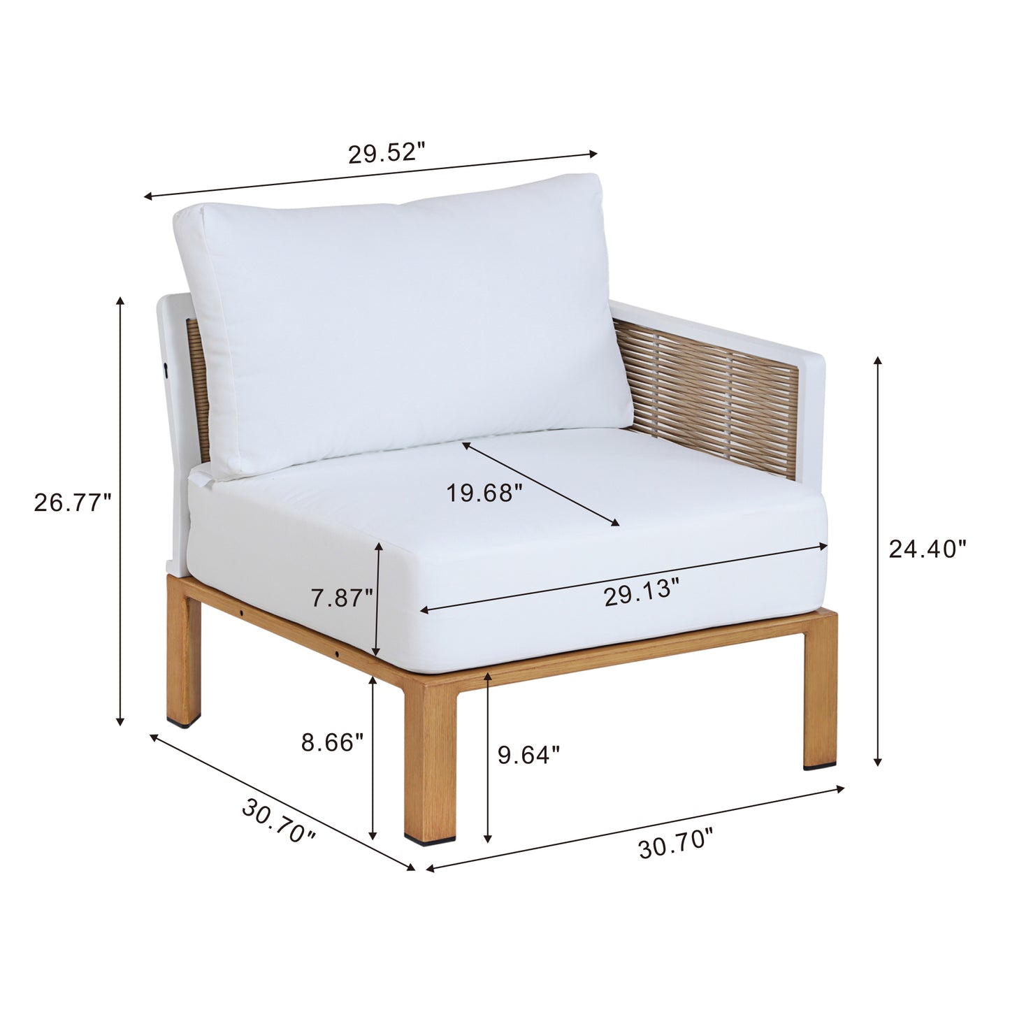 Manhattan Comfort Vine Modern 4-Piece Patio Conversation Set in Cream OD-CV029-CR