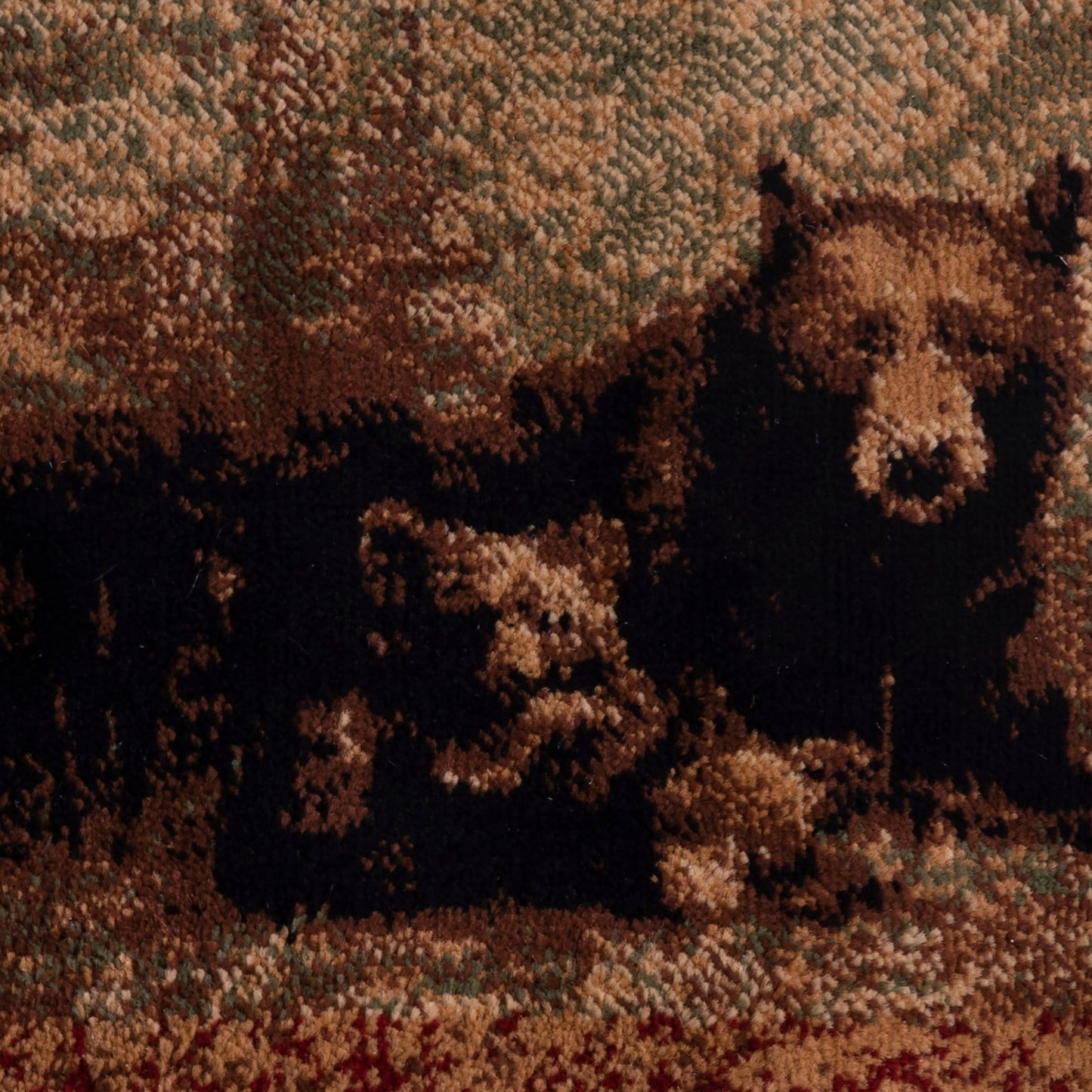 Vassa Collection 2' x 3' Mother Bear & Cubs Nature Themed Olefin Area Rug with Jute Backing for Entryway, Living Room, Bedroom Brown