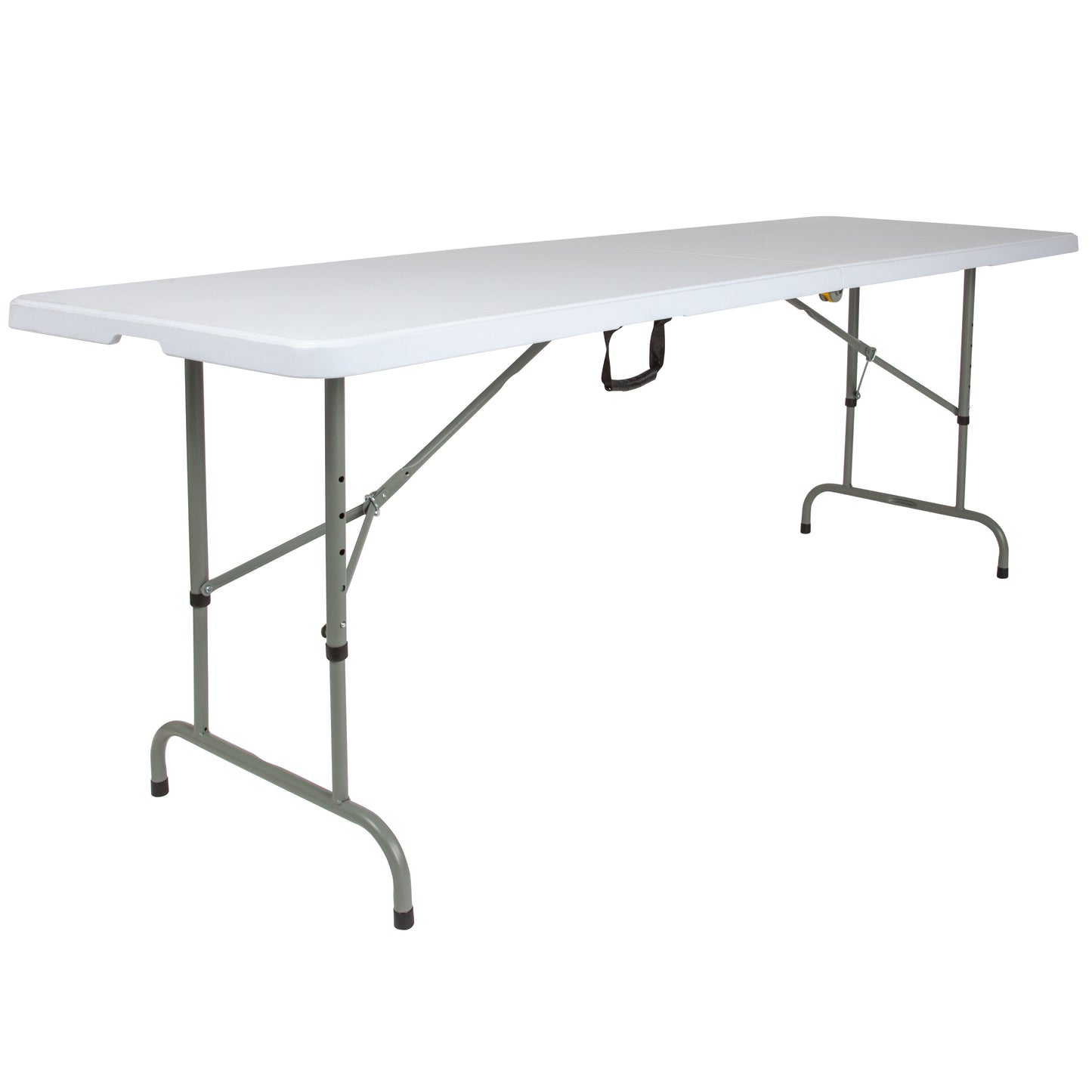 Kathryn 8-Foot Height Adjustable Bi-Fold Granite White Plastic Banquet and Event Folding Table with Carrying Handle Granite White