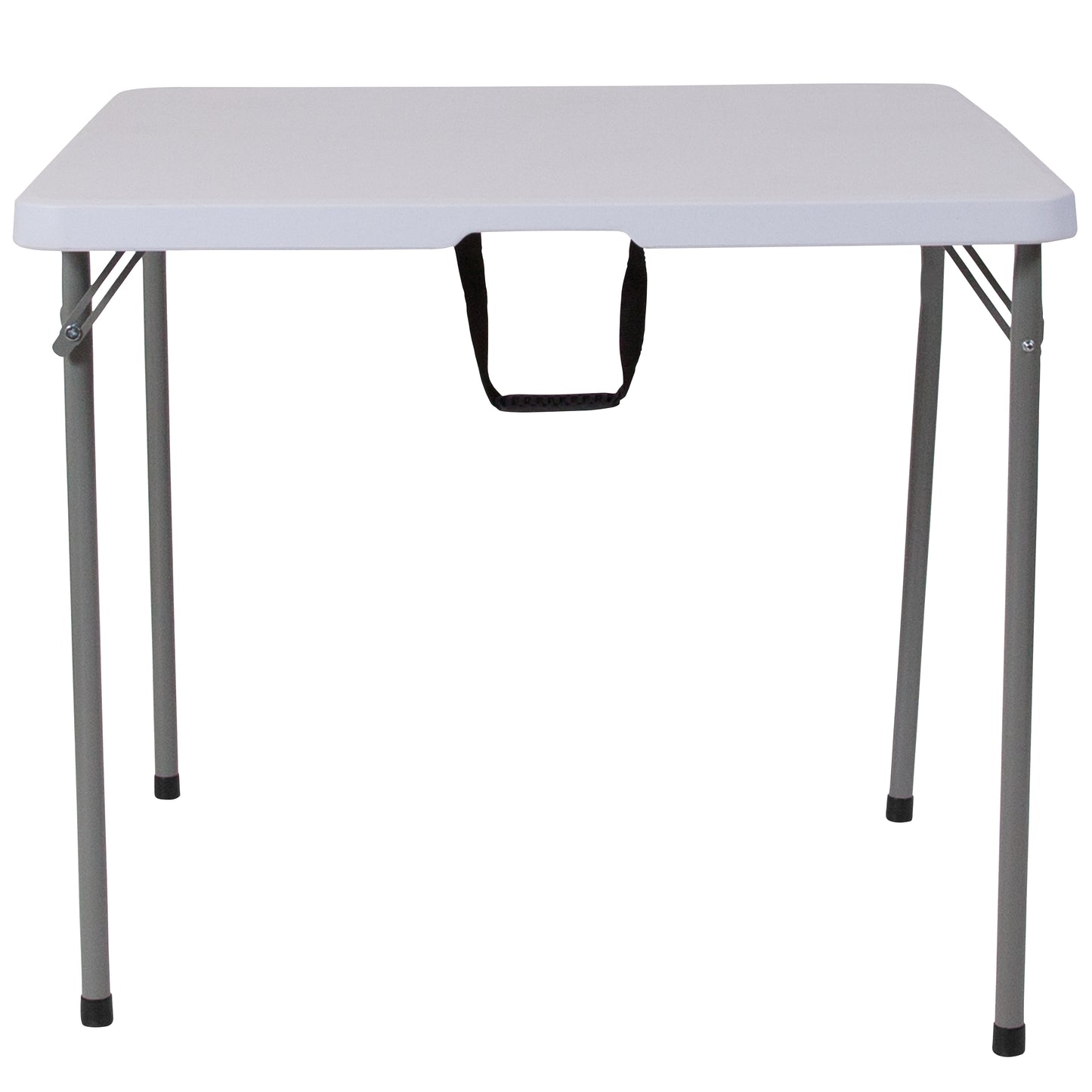 Kathryn 2.79-Foot Square Bi-Fold Granite White Plastic Folding Table with Carrying Handle Granite White