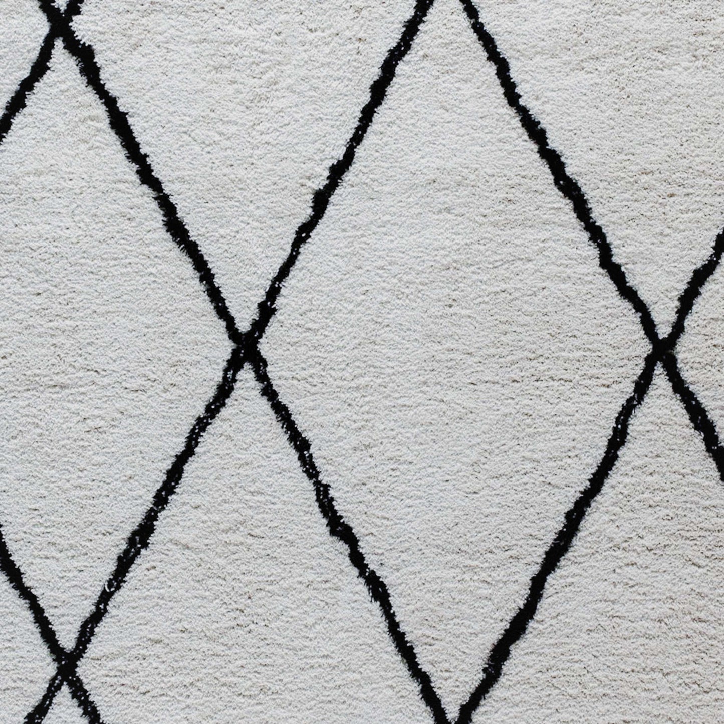 Roxy Shag Style Diamond Trellis Area Rug - 5' x 7' - Ivory Ivory/Black