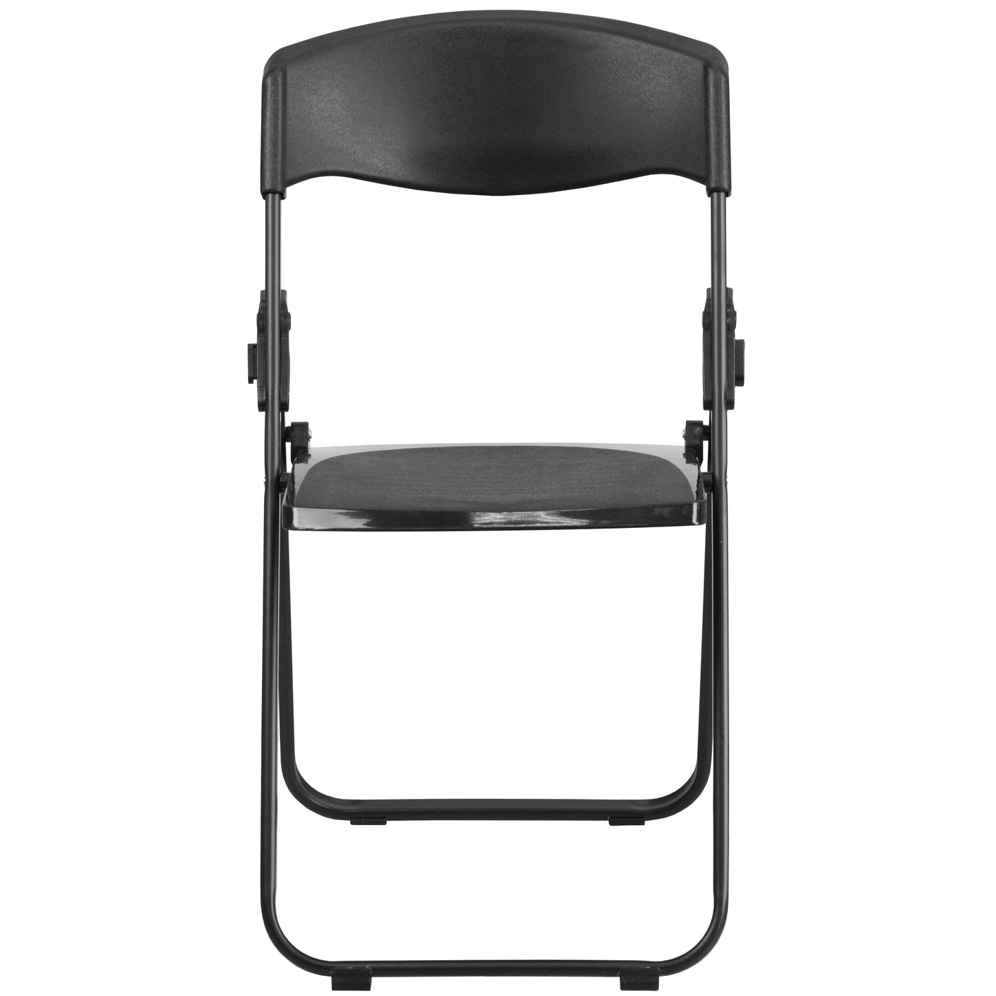 2 Pack HERCULES Series 500 lb. Capacity Heavy Duty Black Plastic Folding Chair with Built-in Ganging Brackets Black 2-RUT-I-BLACK-GG