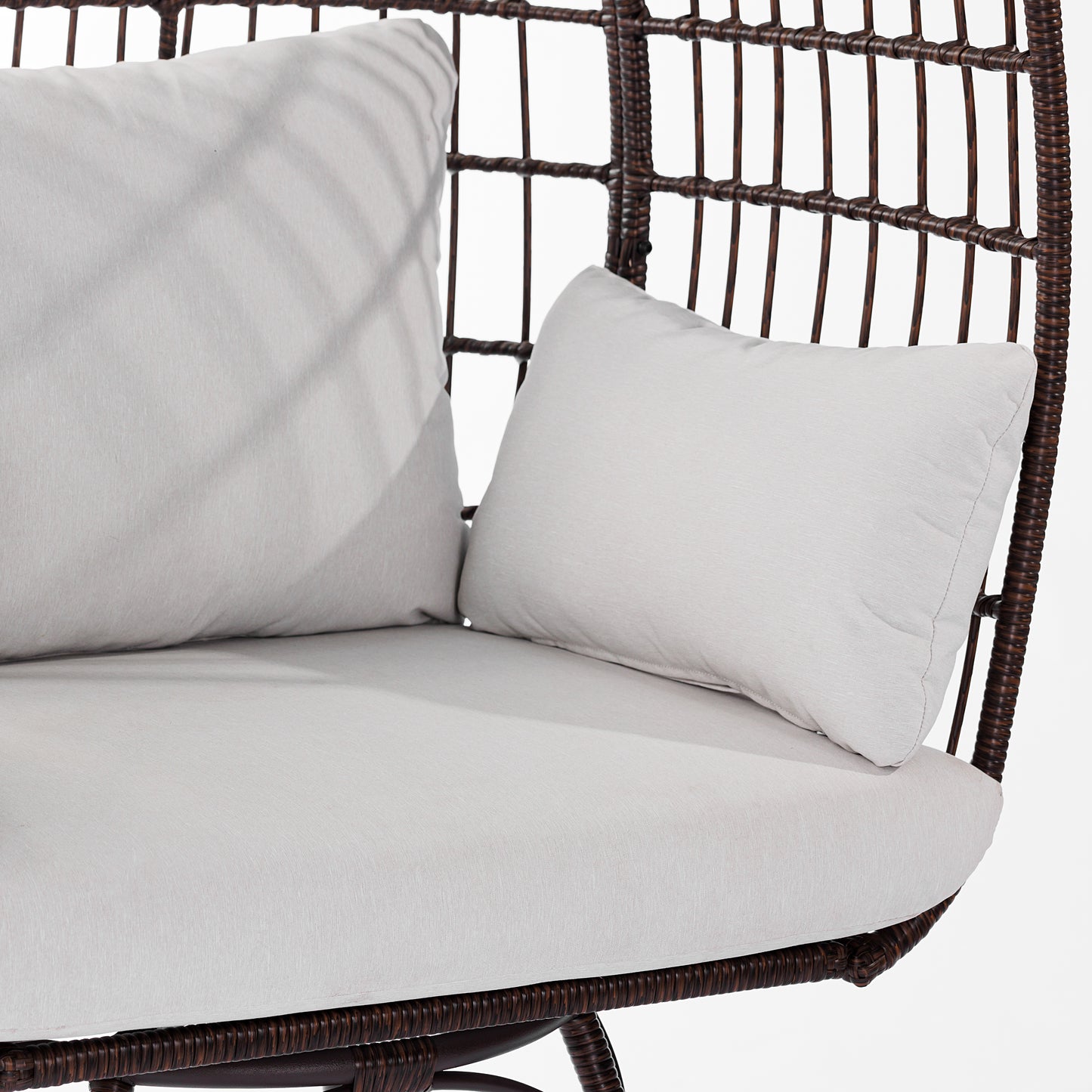 Zola Commercial Brown/Cream Indoor/Outdoor Oversized Wicker Egg Swivel Lounge Chair with 4 Cushions for Living Room, Patio, and Backyard Use Cream Cushions/Brown Frame