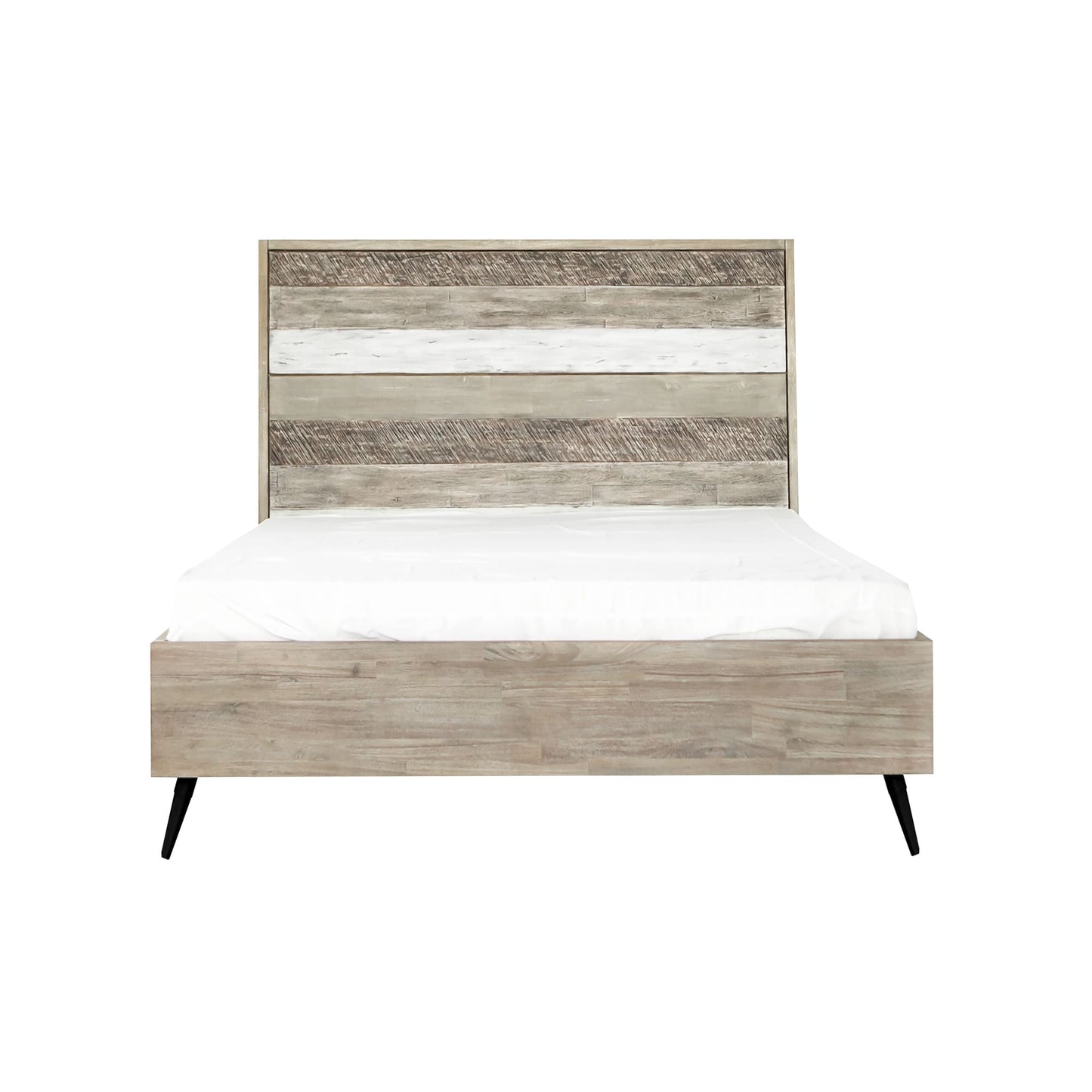 Bridges 4 Piece Queen Bedroom Set in Two-Tone Acacia Wood