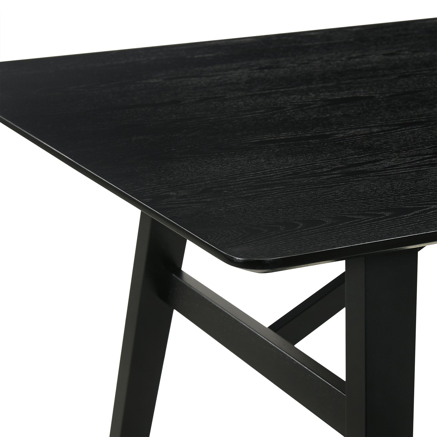 Channell 5 Piece Black Wood Dining Table Set with Charcoal Fabric