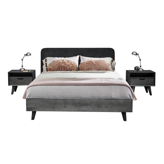 Mohave 3 Piece Acacia King Bed and Nightstands Bedroom Set