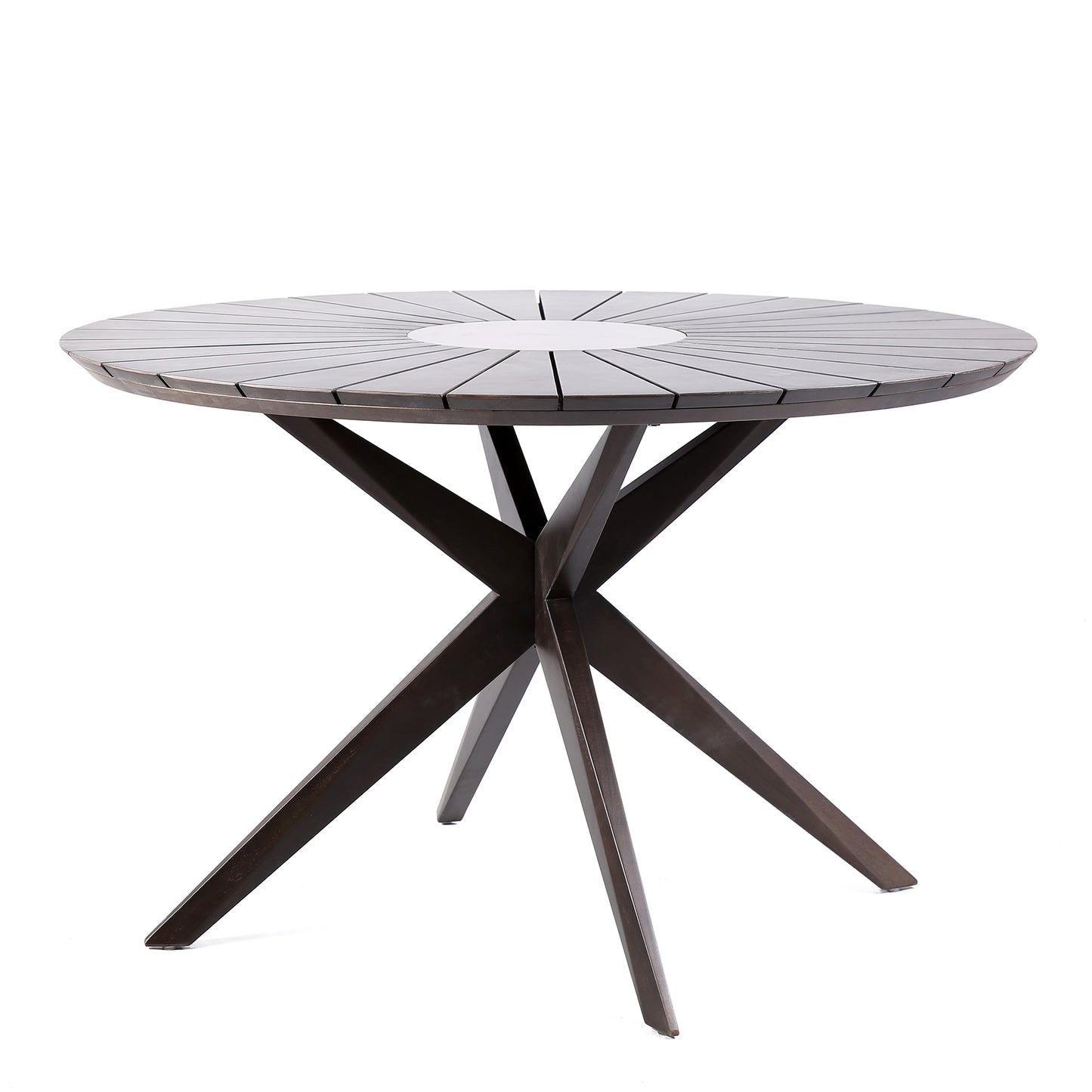 Oasis and Brielle Outdoor 5 Piece Dark Eucalyptus and Concrete Dining Set