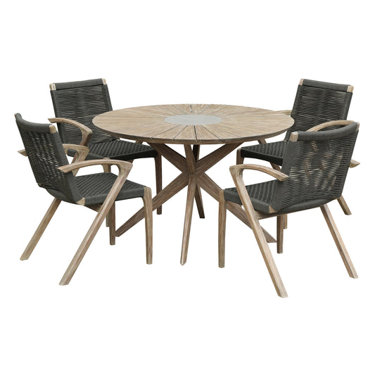 Oasis and Brielle Outdoor 5 Piece Light Eucalyptus and Concrete Dining Set
