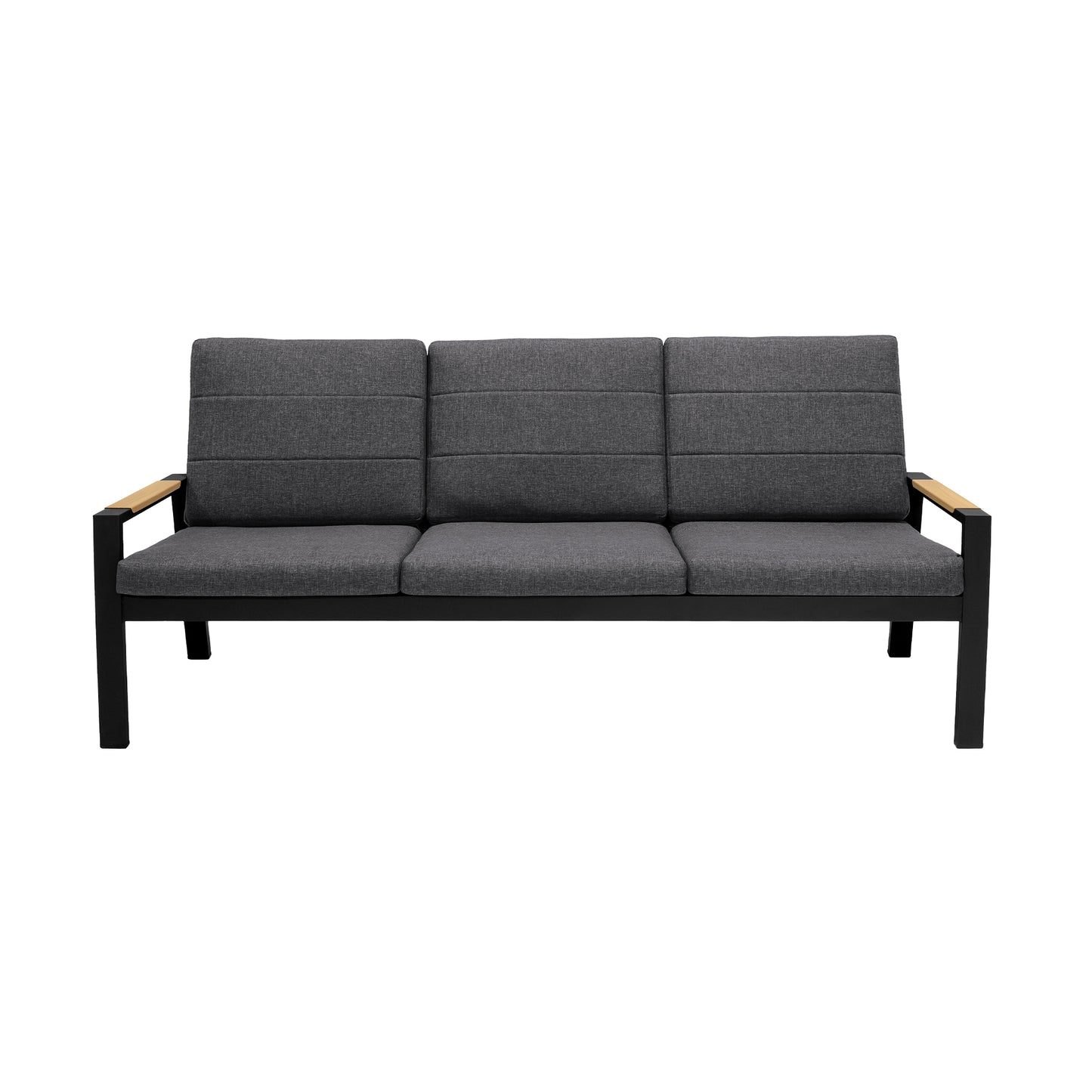 Panama Outdoor 4 Piece Black Aluminum Sofa Seating Set with Dark Gray Olefin
