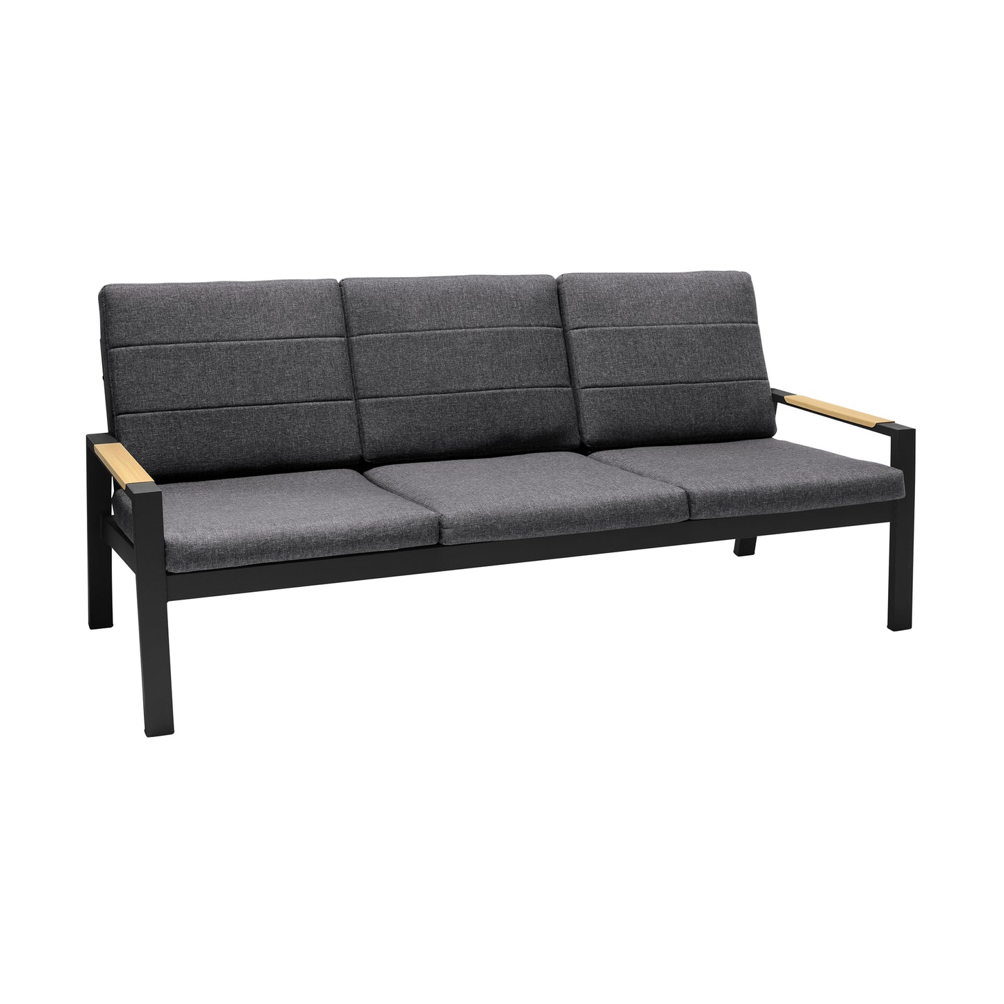 Panama Outdoor 4 Piece Black Aluminum Sofa Seating Set with Dark Gray Olefin