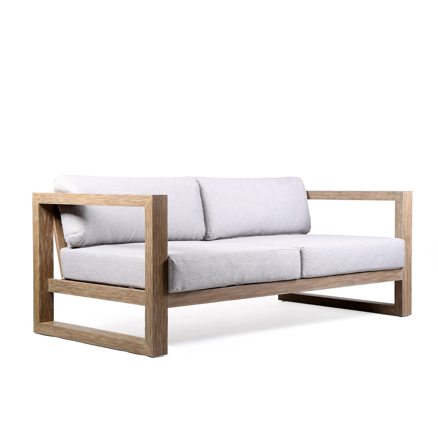 Paradise 4 Piece Outdoor Light Eucalyptus Wood Sofa Seating Set with Gray Cushions