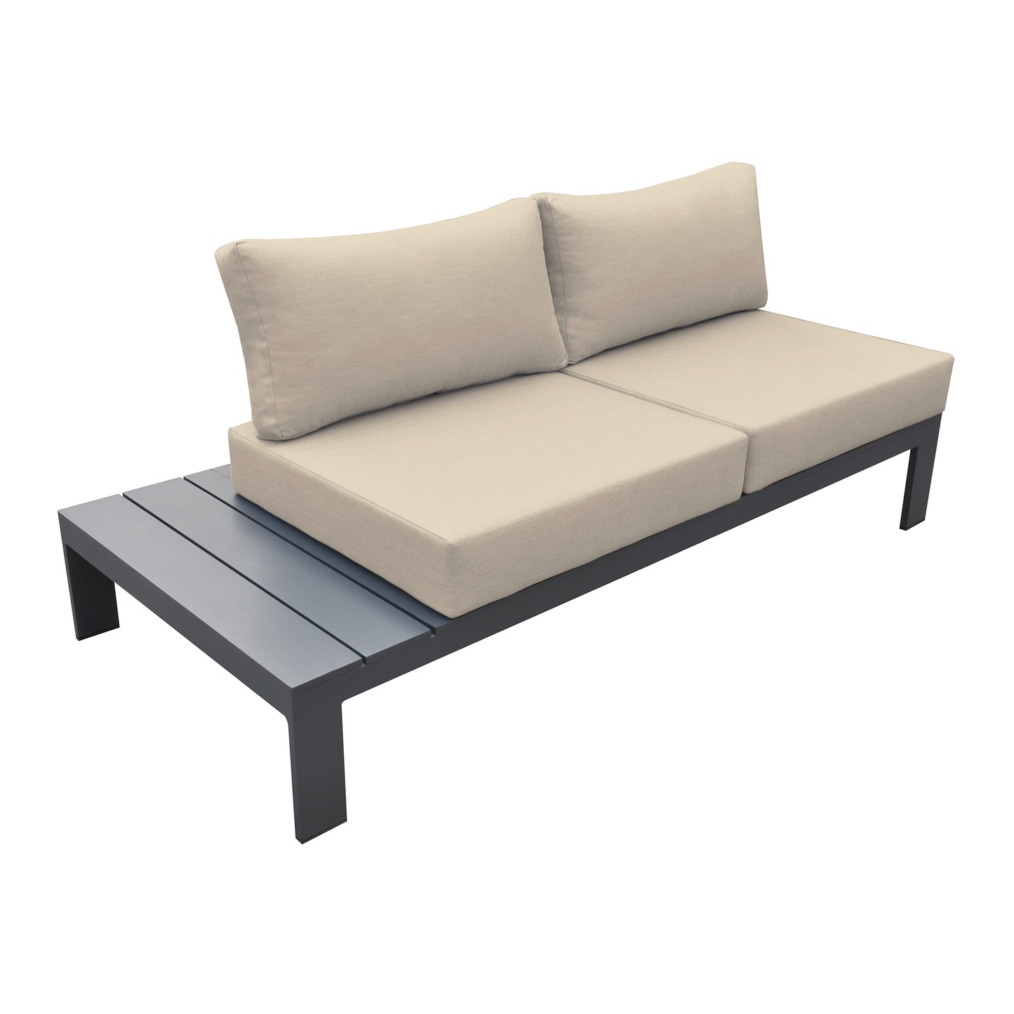 Razor Outdoor 4 piece Sectional set in Dark Gray Finish and Taupe Cushions