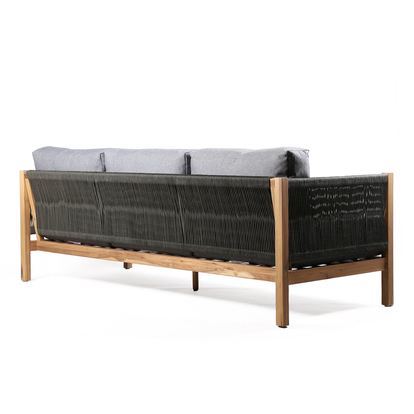 Sienna 4 Piece Eucalyptus Wood Outdoor Sofa Seating Set with Teak Finish and Gray Cushions