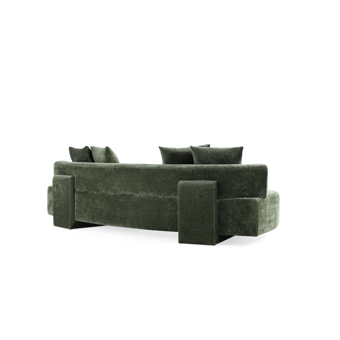 Verandah Mid-Century Modern 112" Chenille Sofa in Olive Green SF016-OG