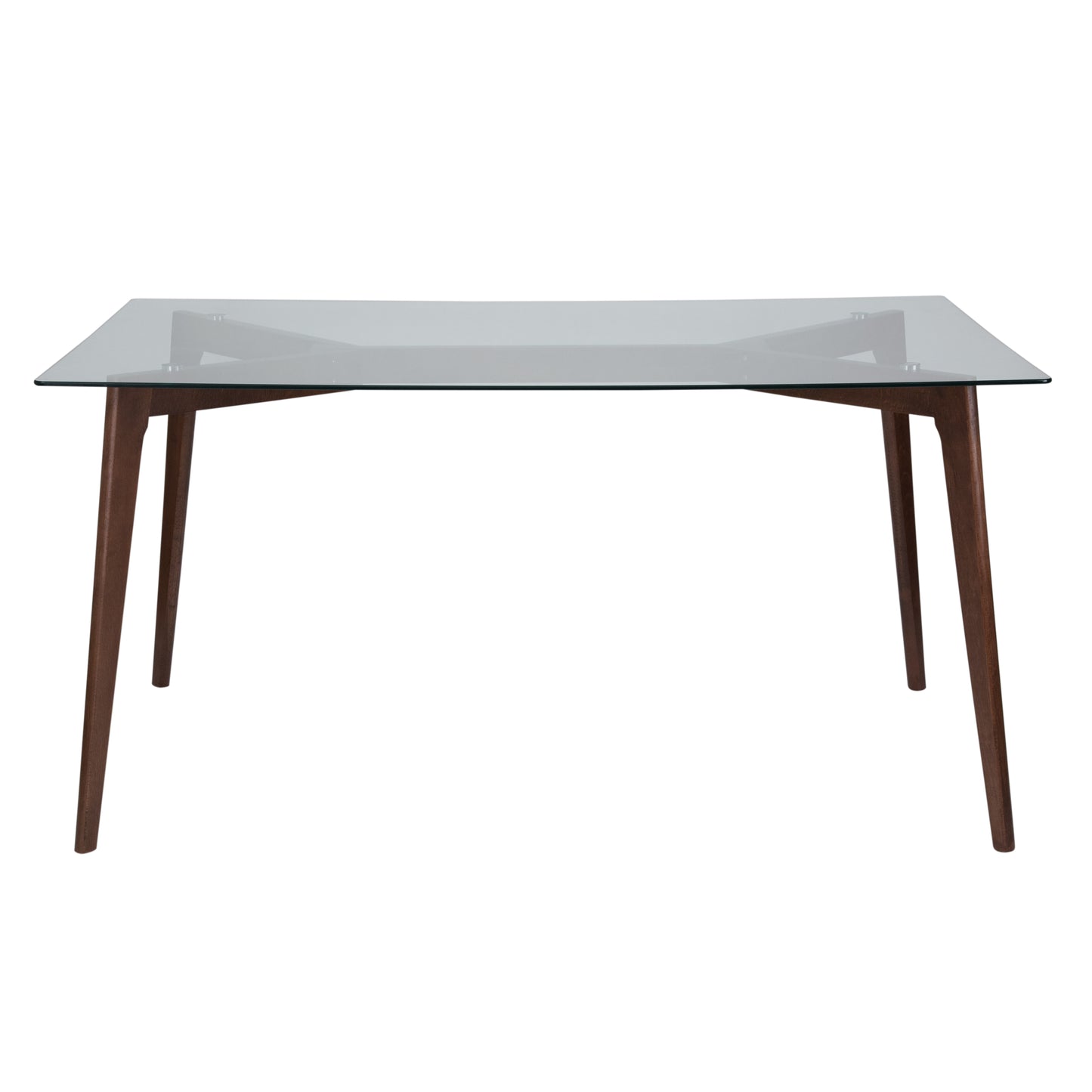 Parkside 35.25" x 59" Rectangular Solid Walnut Wood Table with Clear Glass Top Clear Top/Walnut Frame SK-TC-5049-W-GG