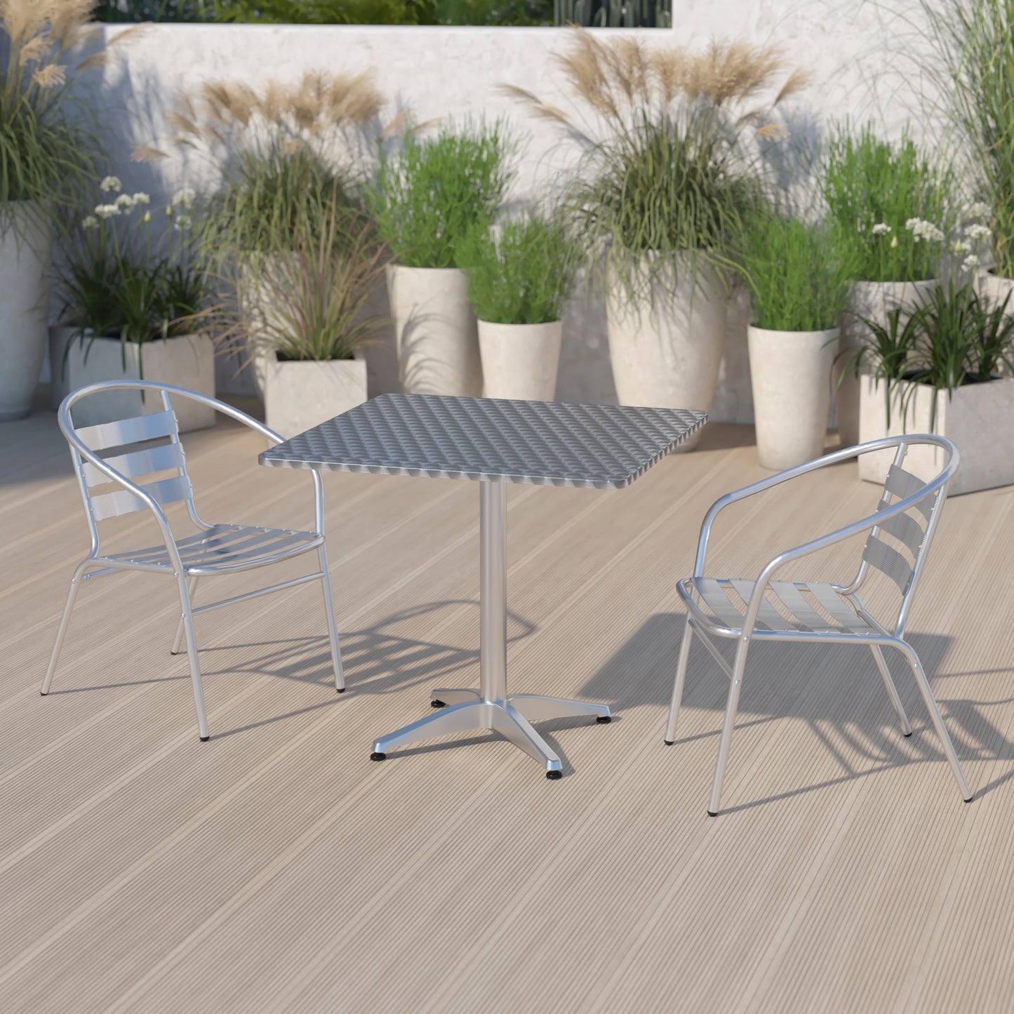 Mellie 31.5'' Square Aluminum Indoor-Outdoor Table with Base Aluminum