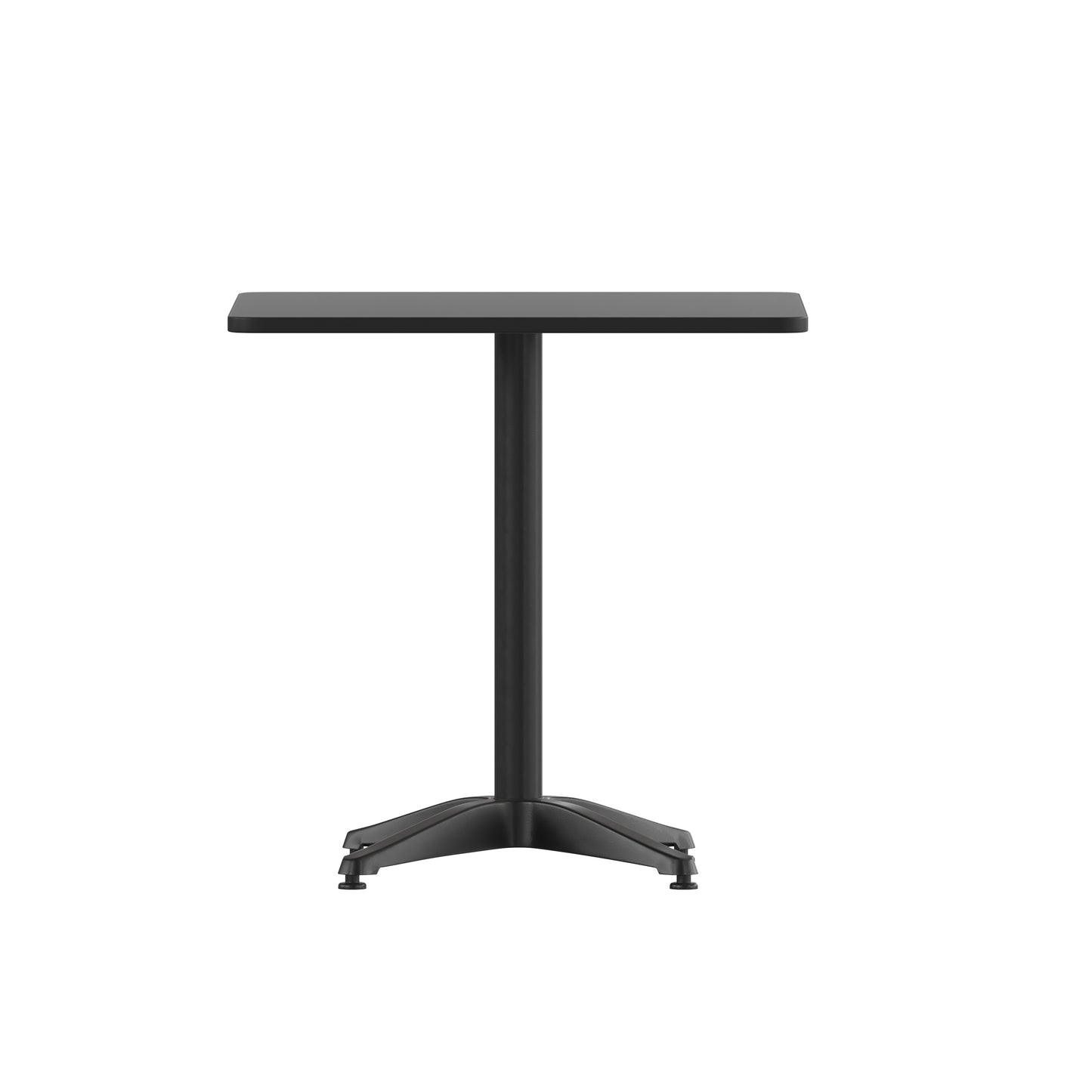 Lila 27.5'' Black Square Aluminum Indoor-Outdoor Table Set with 4 Black Slat Back Chairs Black