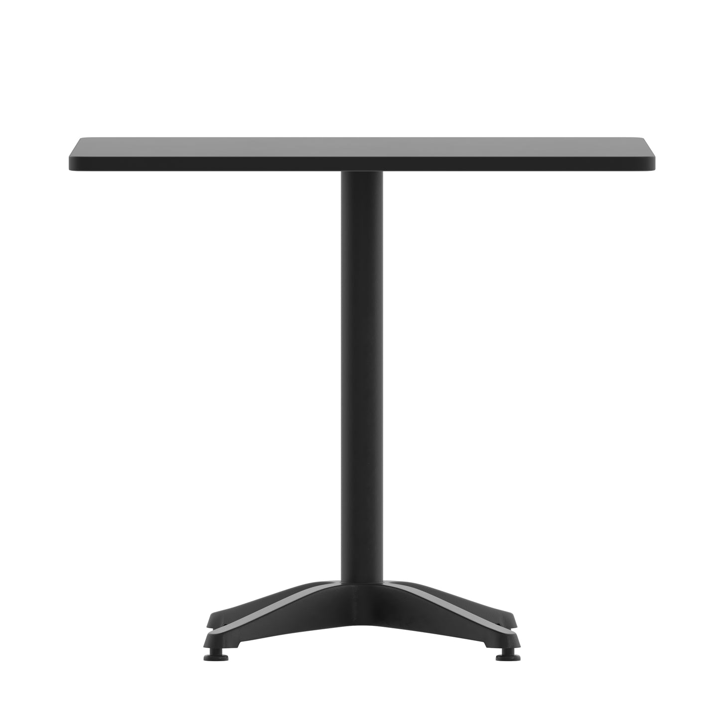 Lila 31.5'' Black Square Aluminum Indoor-Outdoor Table Set with 4 Black Slat Back Chairs Black