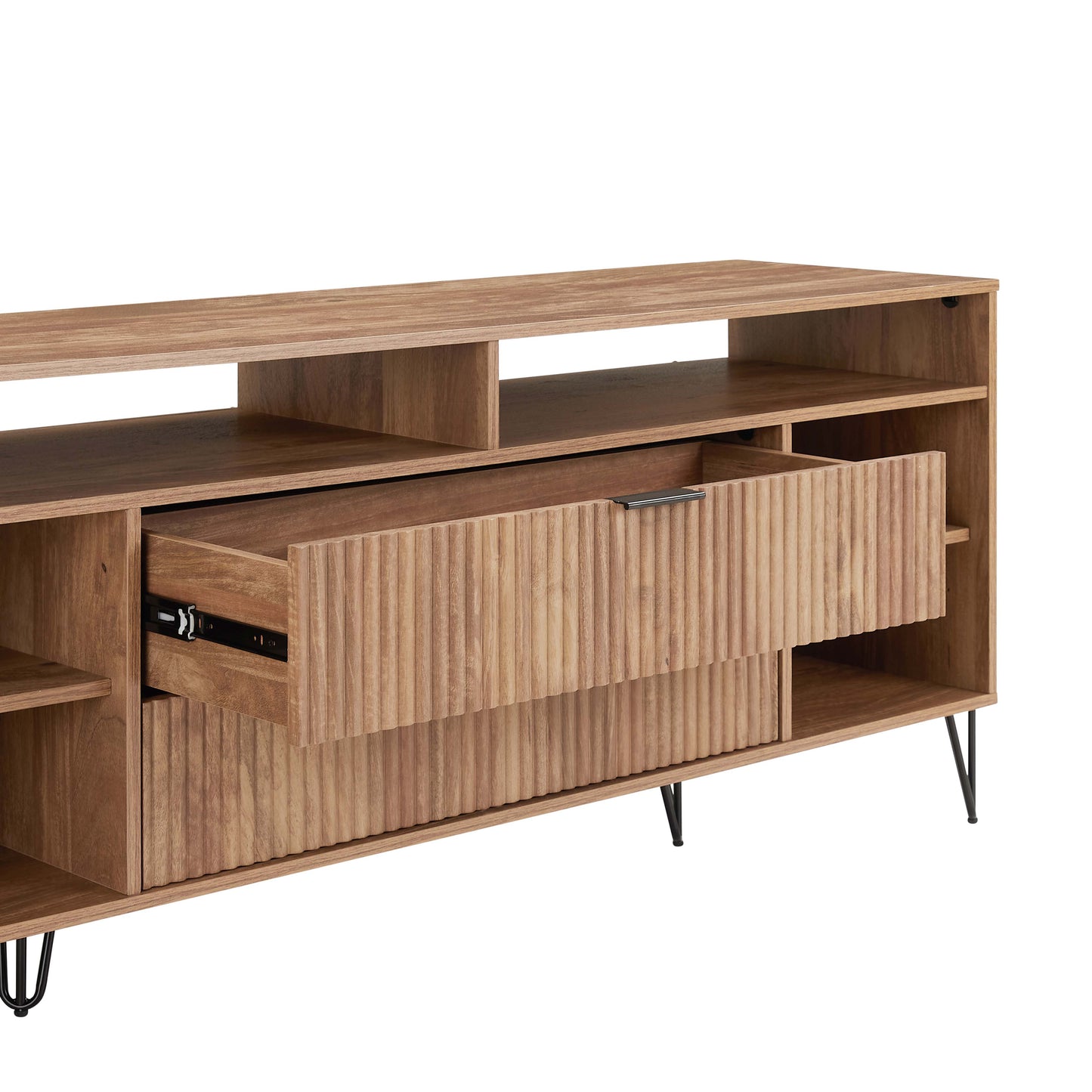 Dumbo Modern 63" Fluted TV Stand in Golden Brown TV001-GB