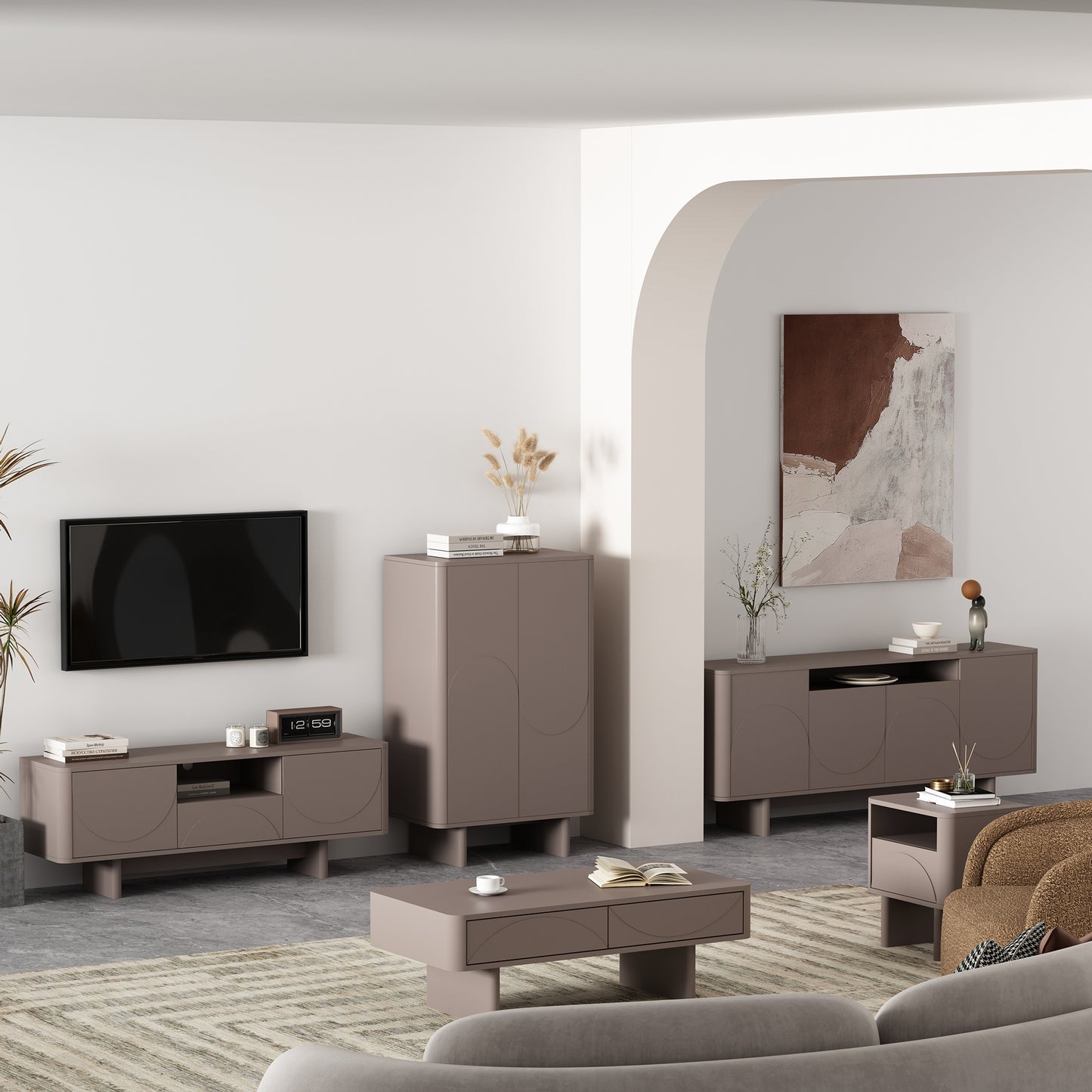 Ella Modern 59" TV Stand in Mocha TV007-MO