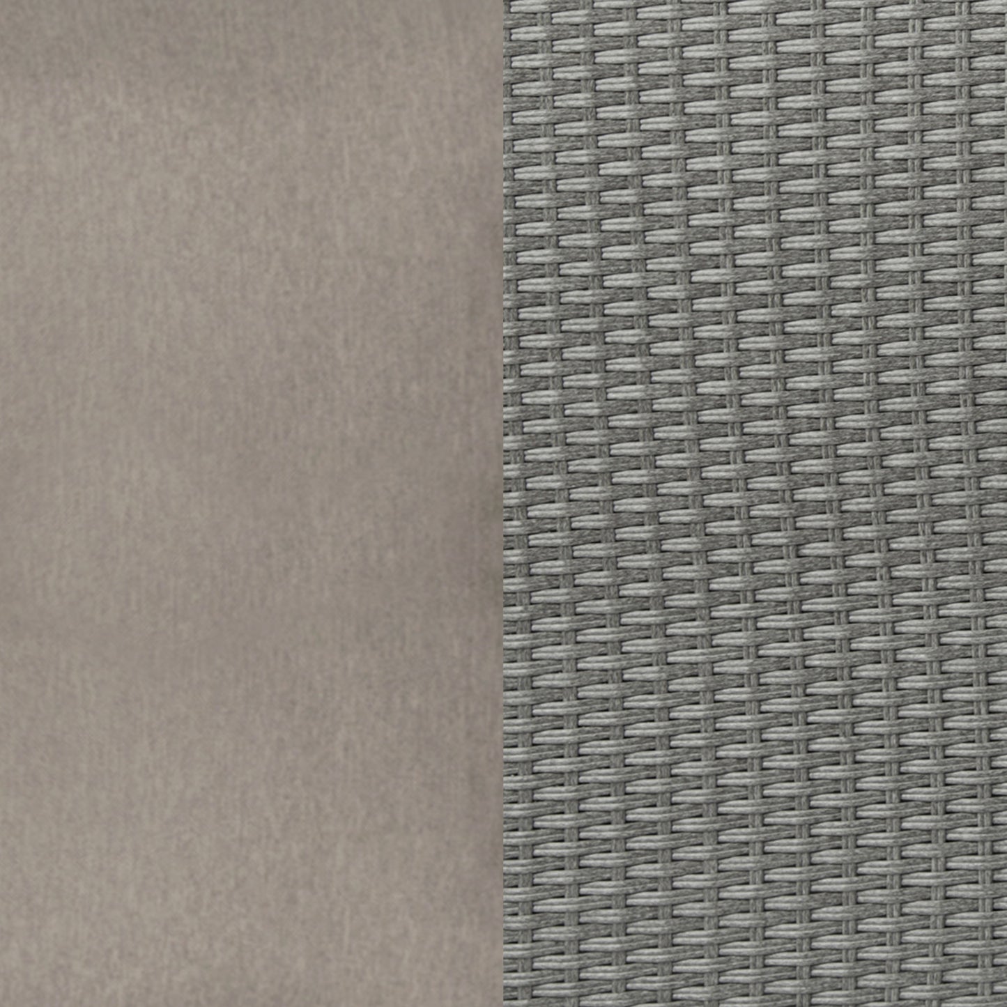 Nico Indoor/Outdoor Modular Loveseat Sofa Set with Table and Ottomans, Gray Cushions and Gray Rattan Beige Fabric/Gray Frame