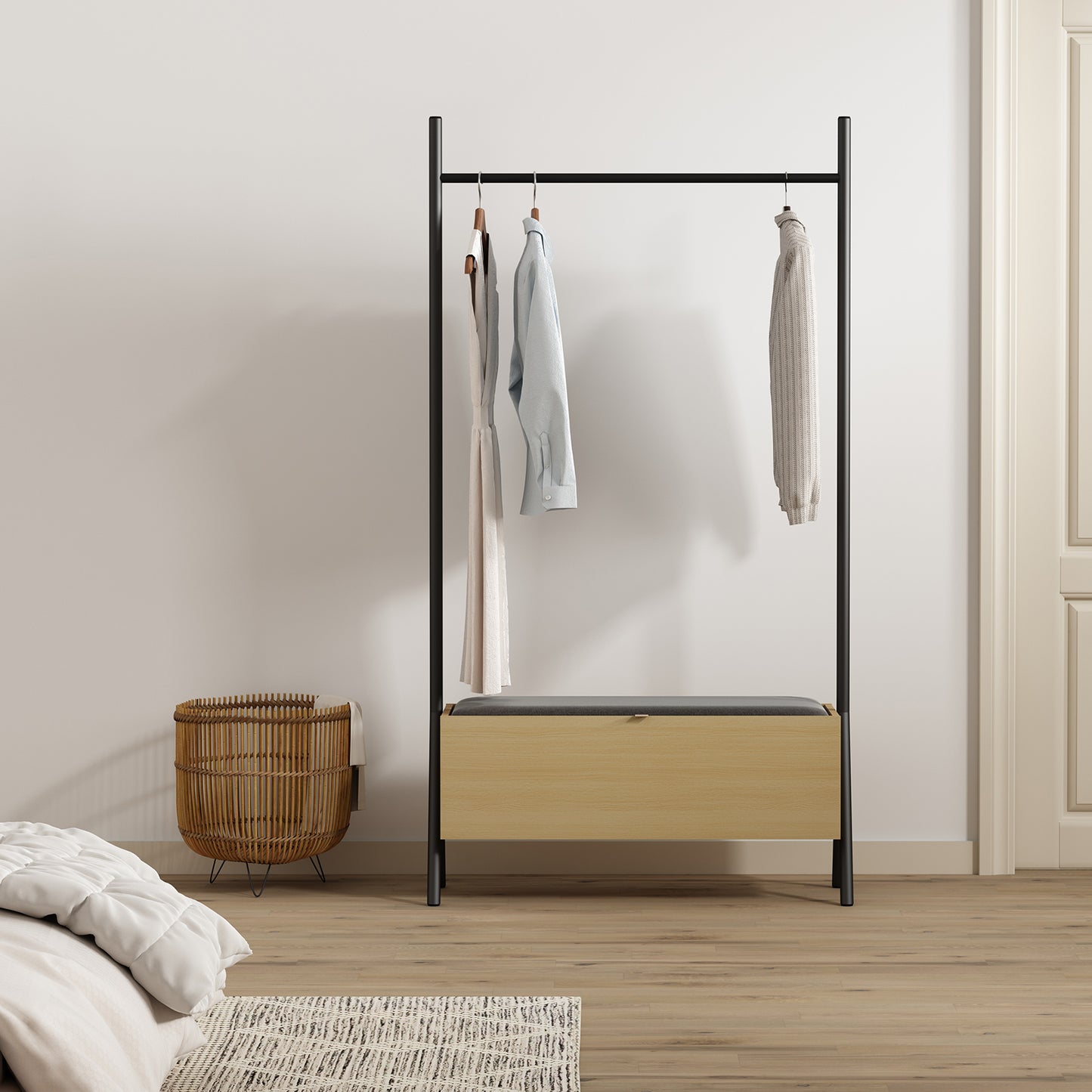 Paloma Modern 38" Open Hanging Closet in Light Oak WC004-NA
