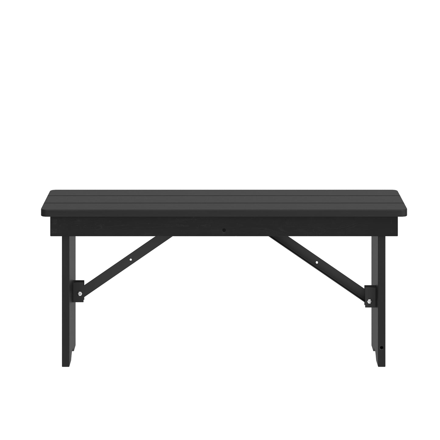 HERCULES 40" x 12" Black Wash Commercial Antique Solid Pine Farmhouse Folding Bench with Foldable Locking Legs Black Wash
