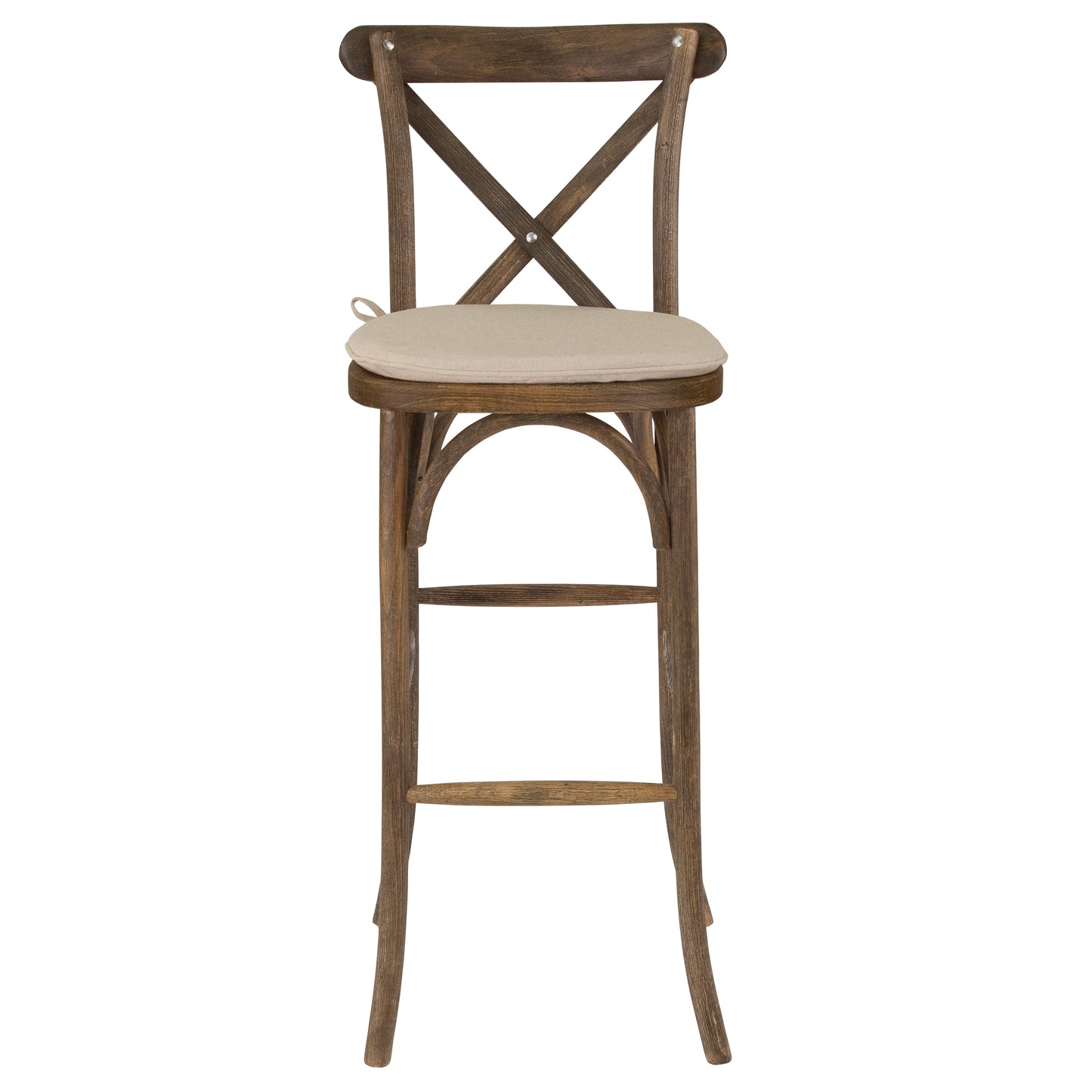 HERCULES Series Dark Antique Wood Cross Back Barstool with Cushion Dark Antique