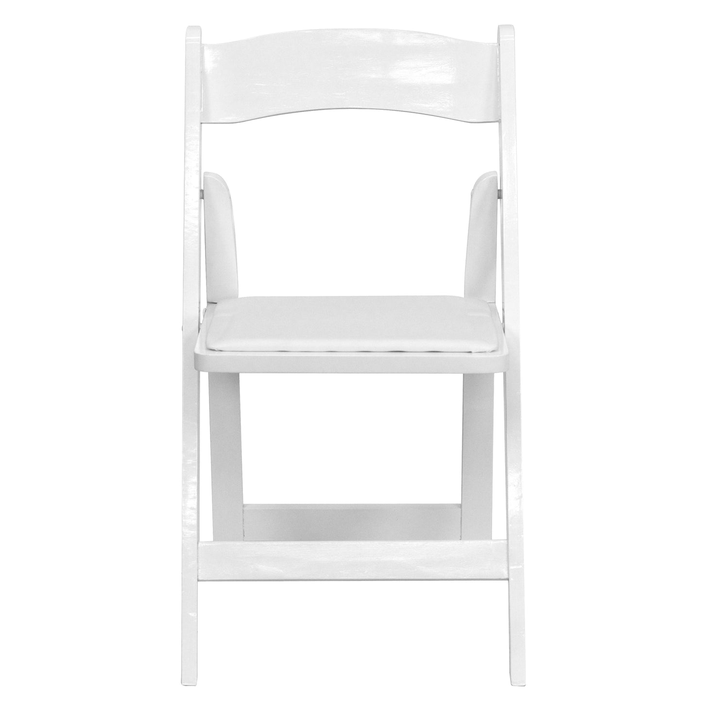 2 Pack HERCULES Series White Wood Folding Chair with Vinyl Padded Seat White